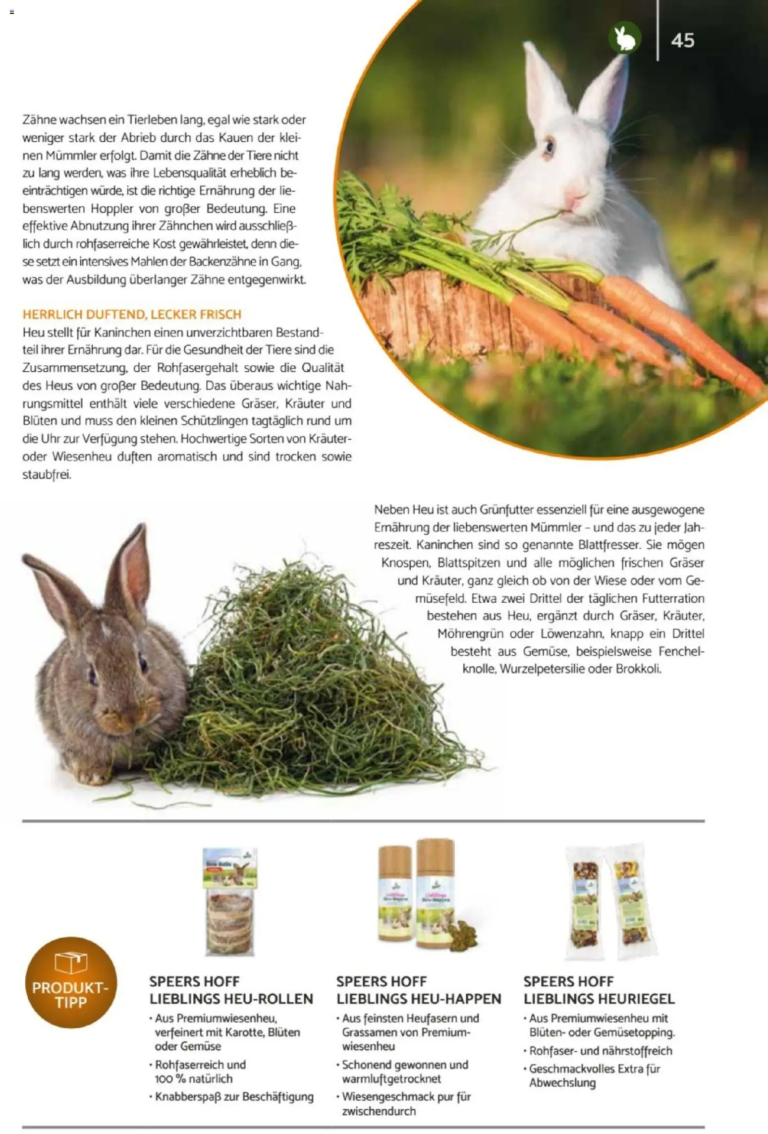 zookauf Heimtier Journal – gültig ab 01.04.2026 | Seite: 45 | Produkte: Kaninchen, Gemüse, Uhr