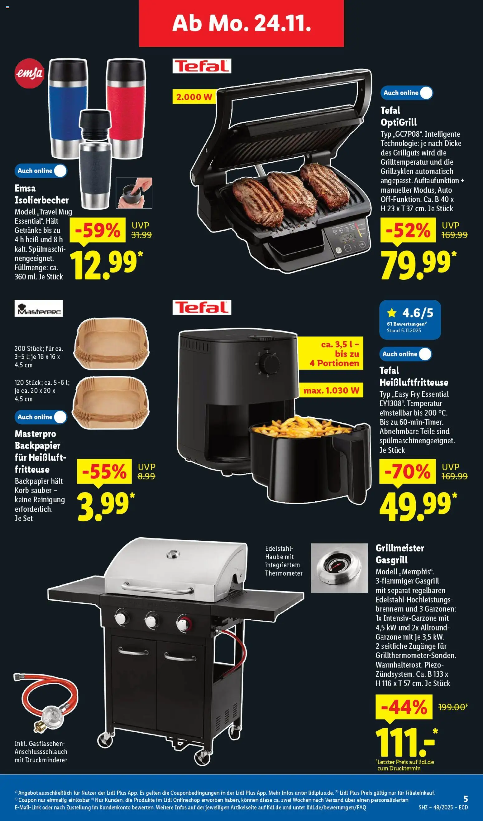 Lidl - Black Friday – gültig ab 24.11.2025 | Seite: 5 | Produkte: Thermometer, Korb, Fritteuse, Heißluftfritteuse
