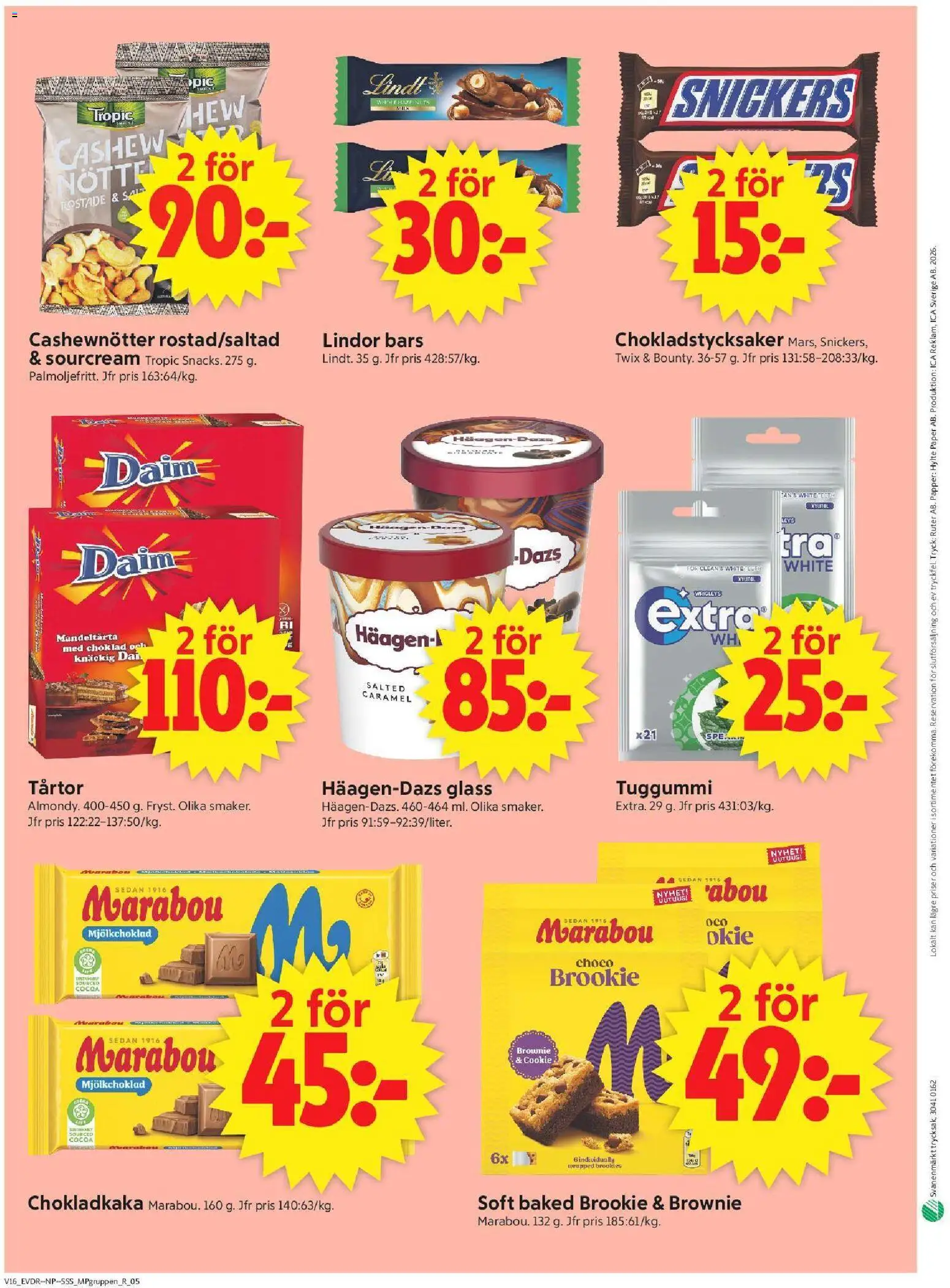 ICA Supermarket reklamblad aktuell från 13.04.2026 | Sida: 14 | Produkter: Cashewnötter, Papper, Glass, Mandeltårta