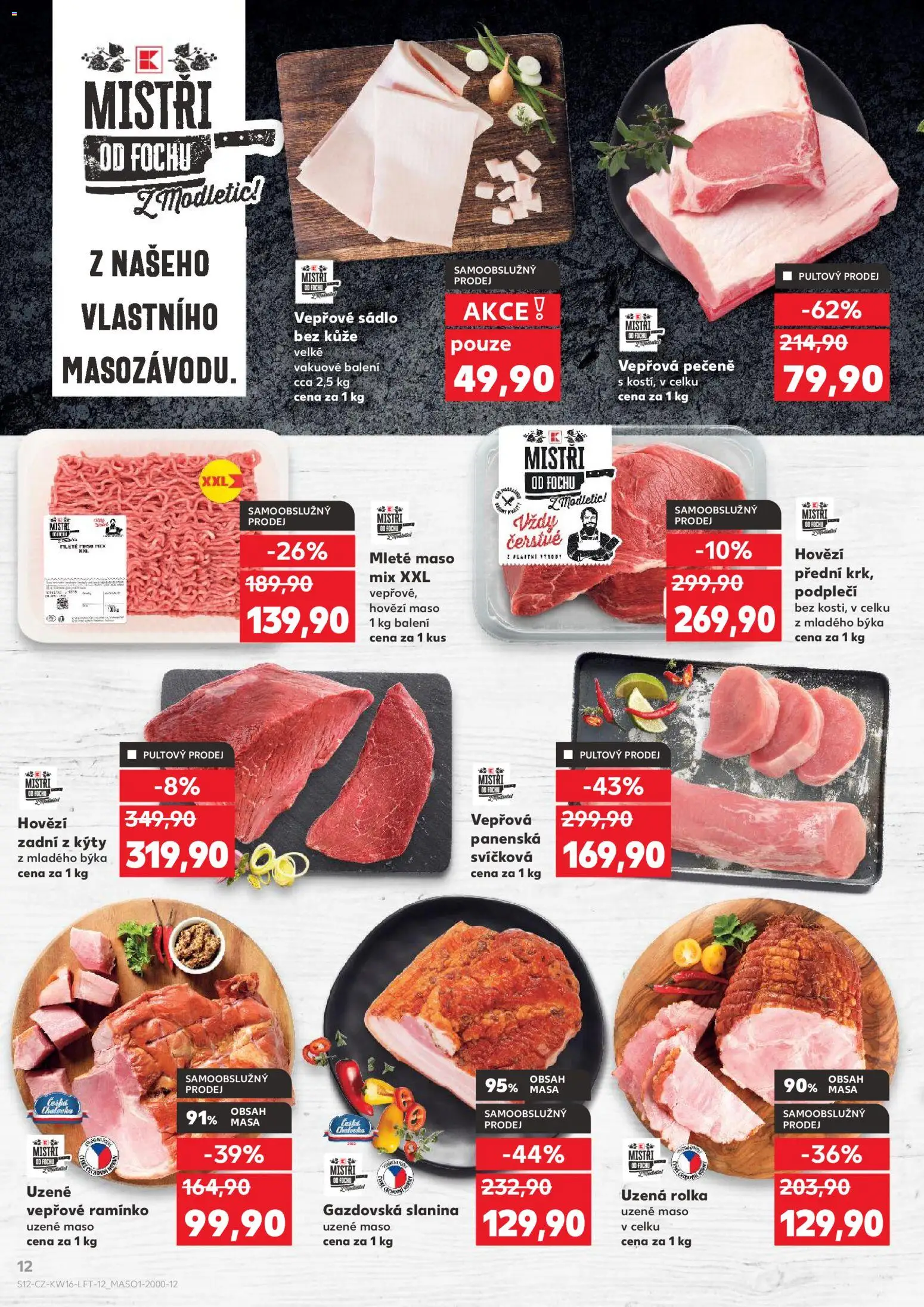 Kaufland leták - Ostrava od 15.04.2026 | Strana: 12 | Produkty: Hovězí zadní, Uzené vepřové ramínko, Maso, Slanina
