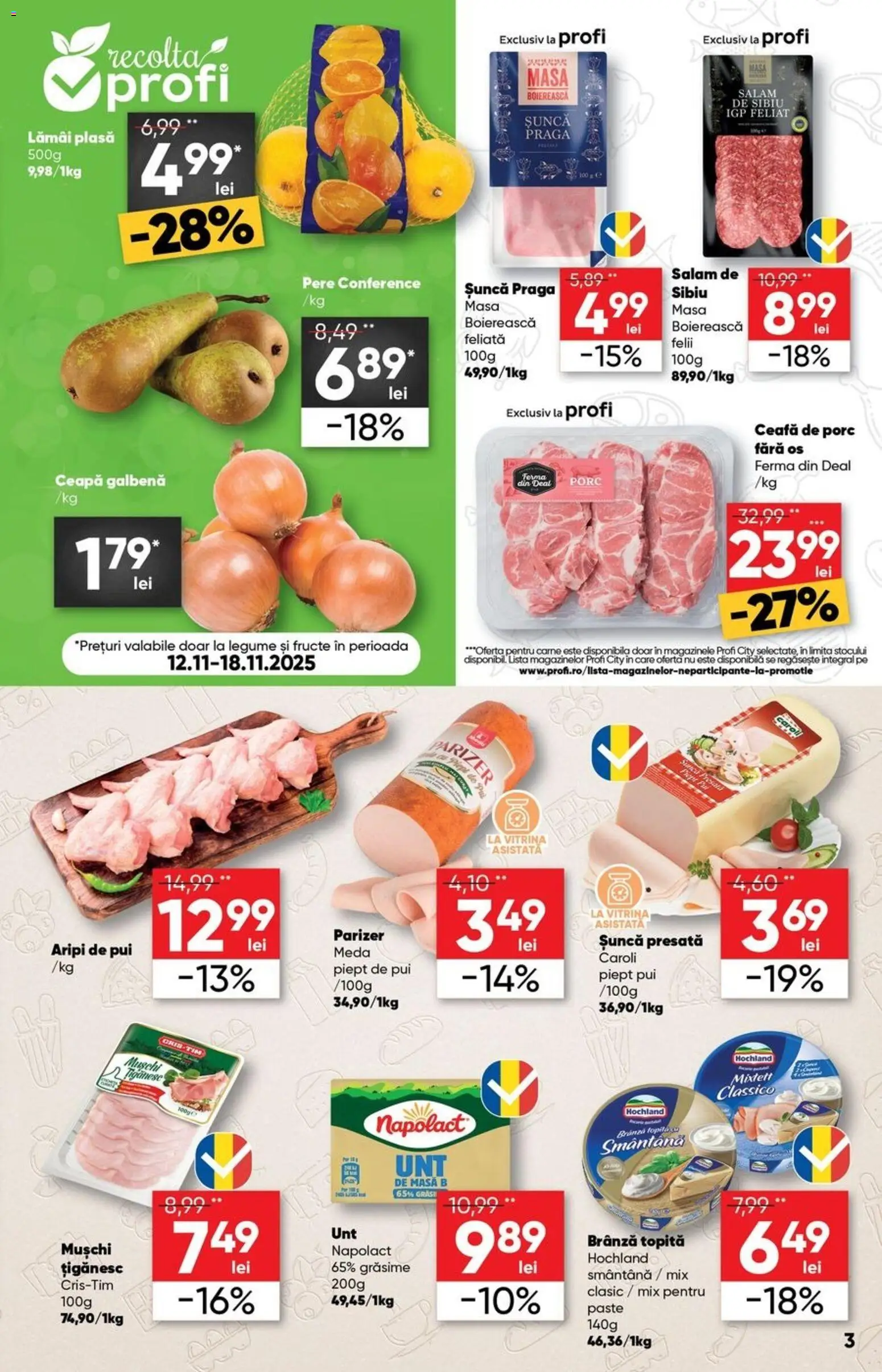 Noul catalog Profi – valabil de la 12.11.2025 | Pagină: 3 | Produse: Hacıyatmaz Kedi Oyuncağı, Vitrină, Șuncă, Smântână