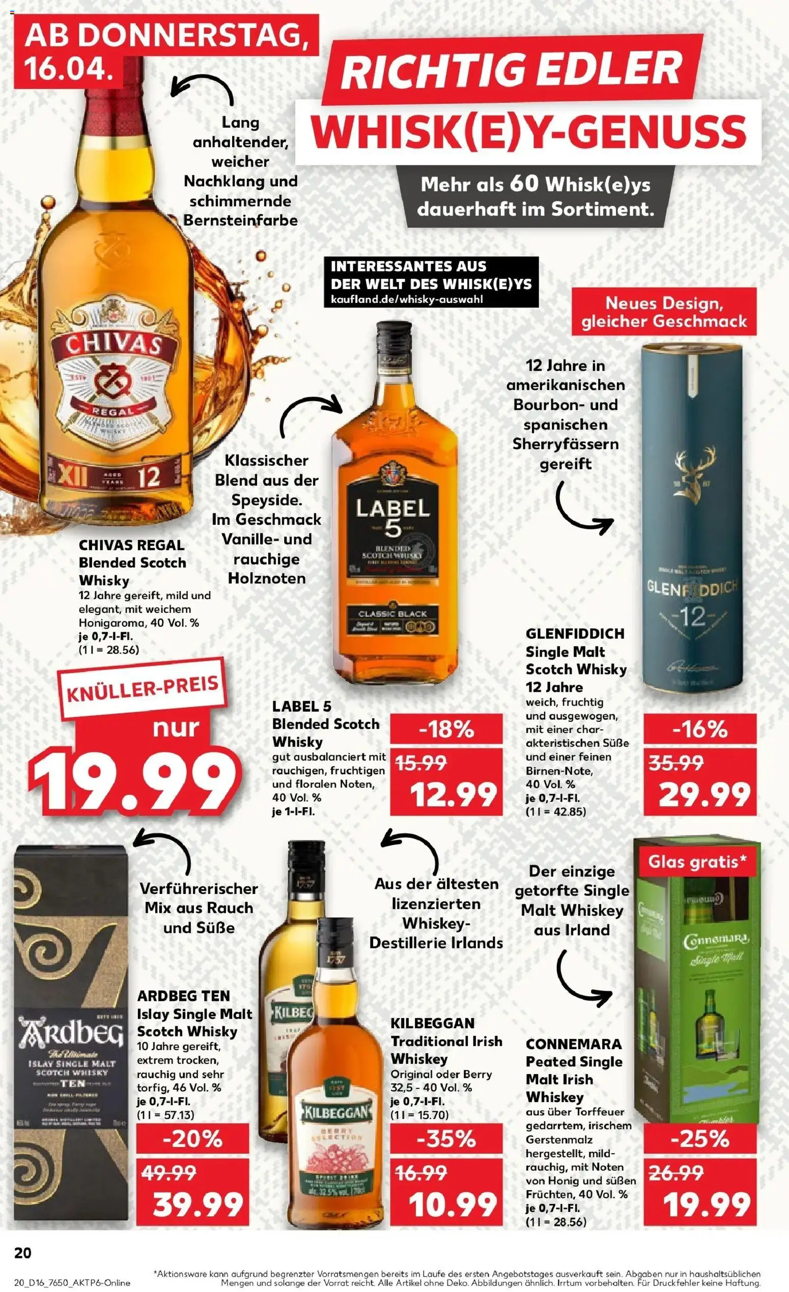 Kaufland Prospekt Landsberg Am Lech	 – gültig ab 16.04.2026 | Seite: 20 | Produkte: Whisky, Regal, Bourbon, Whiskey