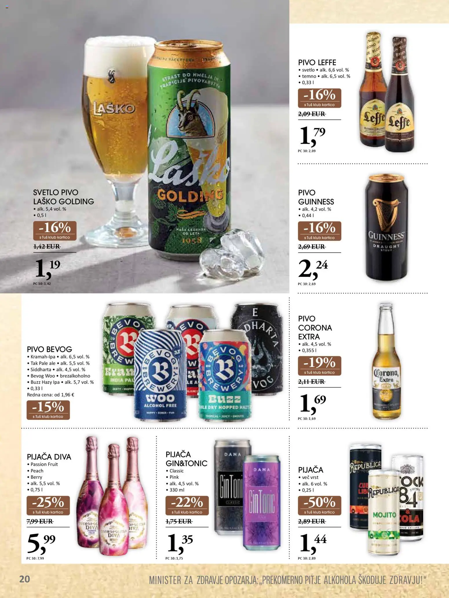 Novi Tuš katalog ponudbe – veljaven od 19.11.2025 | Stran: 20 | Izdelki: Pivo