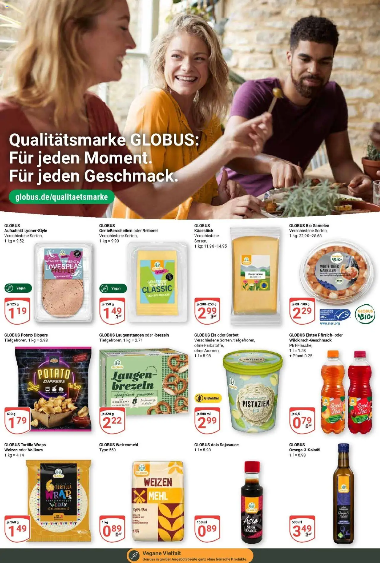 Globus prospekt Duisburg	 - gültig ab dem 11.08.2025 | Seite: 12 | Produkte: Garnelen, Pistazien, Pfirsich, Eis