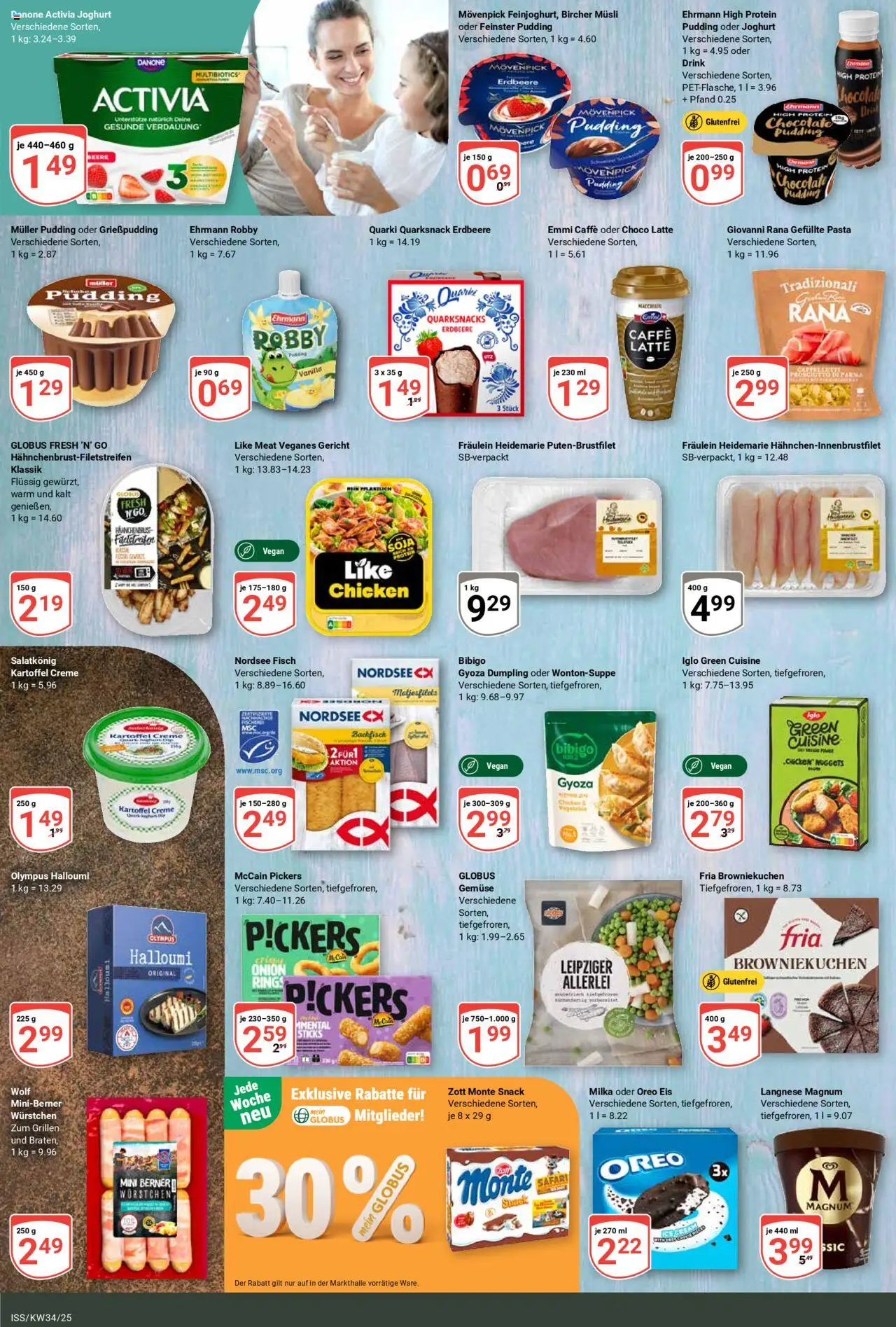 Globus Prospekt 	 - gültig ab dem 18.08.2025 | Seite: 9 | Produkte: Danone activia, McCain, Creme, Like meat