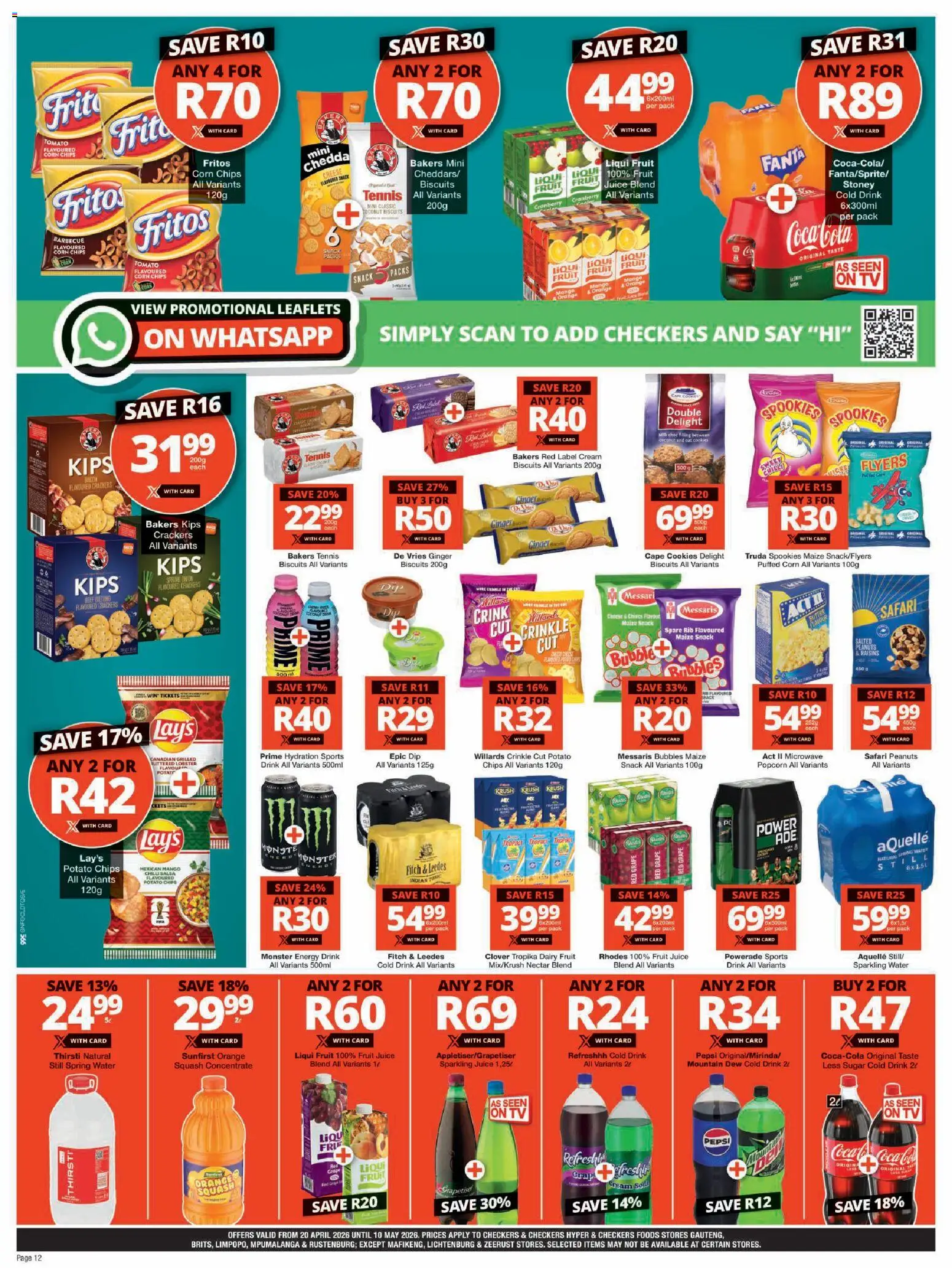 New Checkers catalogue – valid from 20.04.2026 | Page: 12 | Products: Stoney, Water, Fruit, Mango