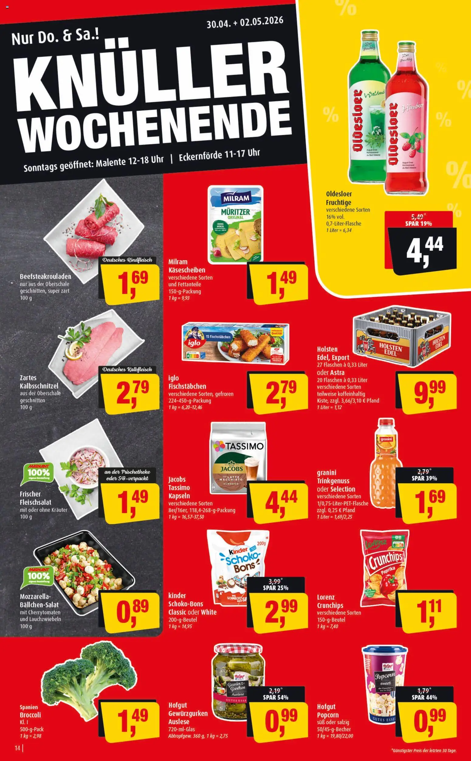 Markant Prospekt 	 – gültig ab 27.04.2026 | Seite: 14 | Produkte: Iglo, Fischstabchen, Paprika, Rindfleisch