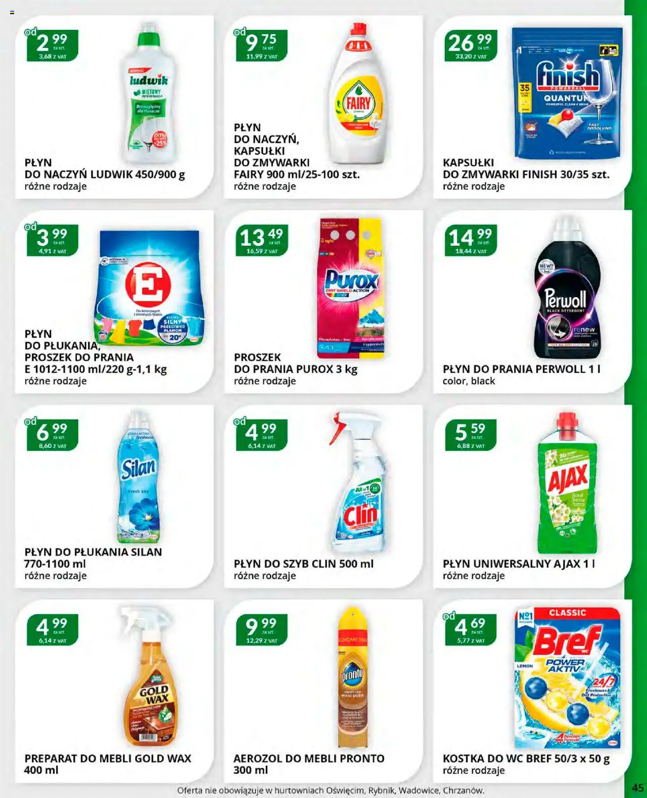 Eurocash Gazetka od 20.10.2025 | Strona: 45 | Produkty: Płyn do prania Perwoll, Fairy, Finish, Detergent