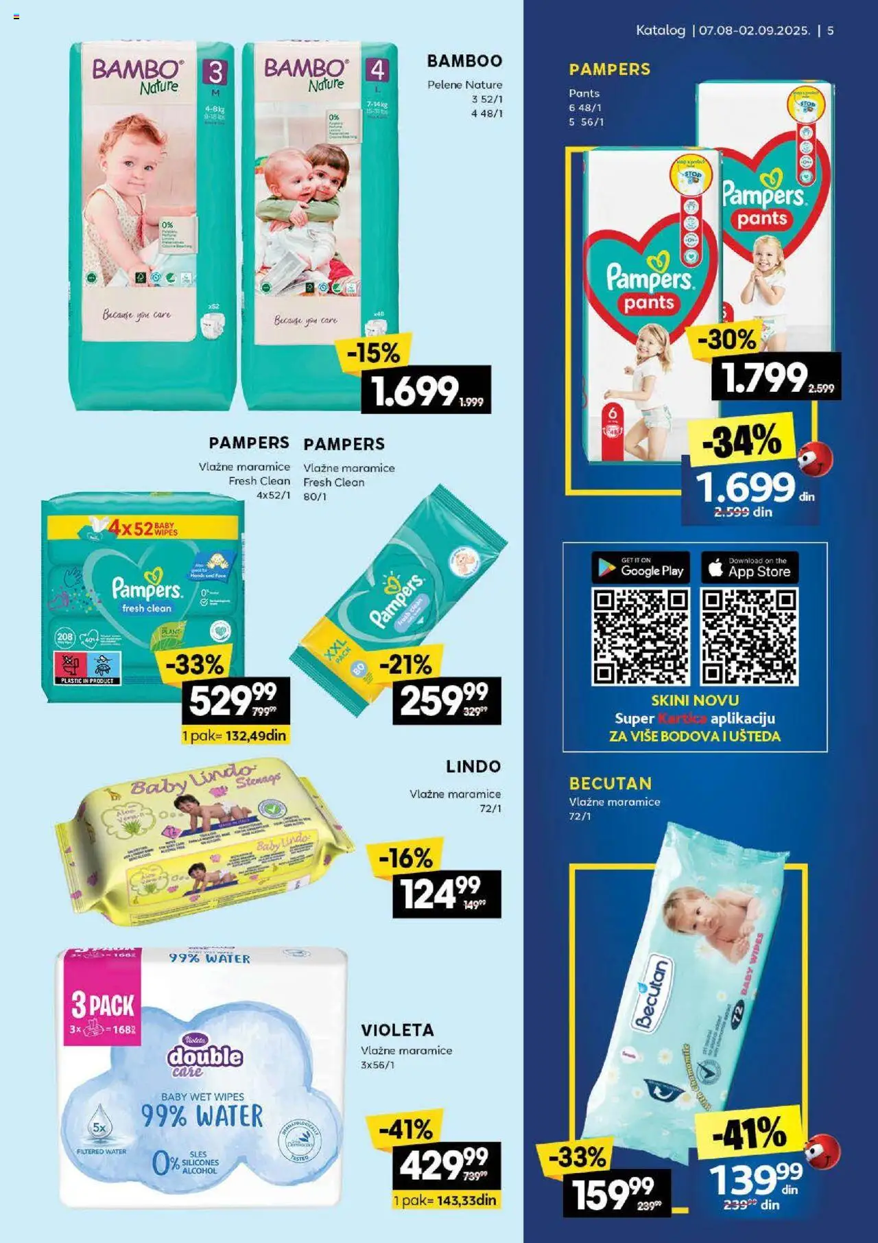 Idea katalog - važi od 07.08.2025 | Strana: 5 | Proizvode: Pampers, Vlažne maramice, Pelene