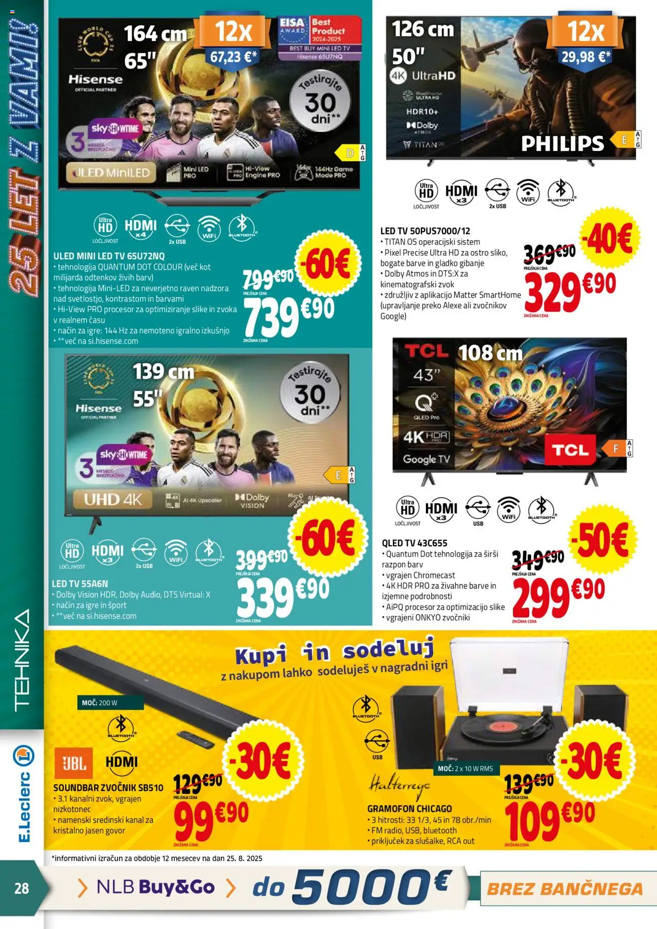 E.leclerc katalog │ velja od 03.09.2025 | Stran: 28 | Izdelki: Tv, Zvocnik, Usb, Led tv