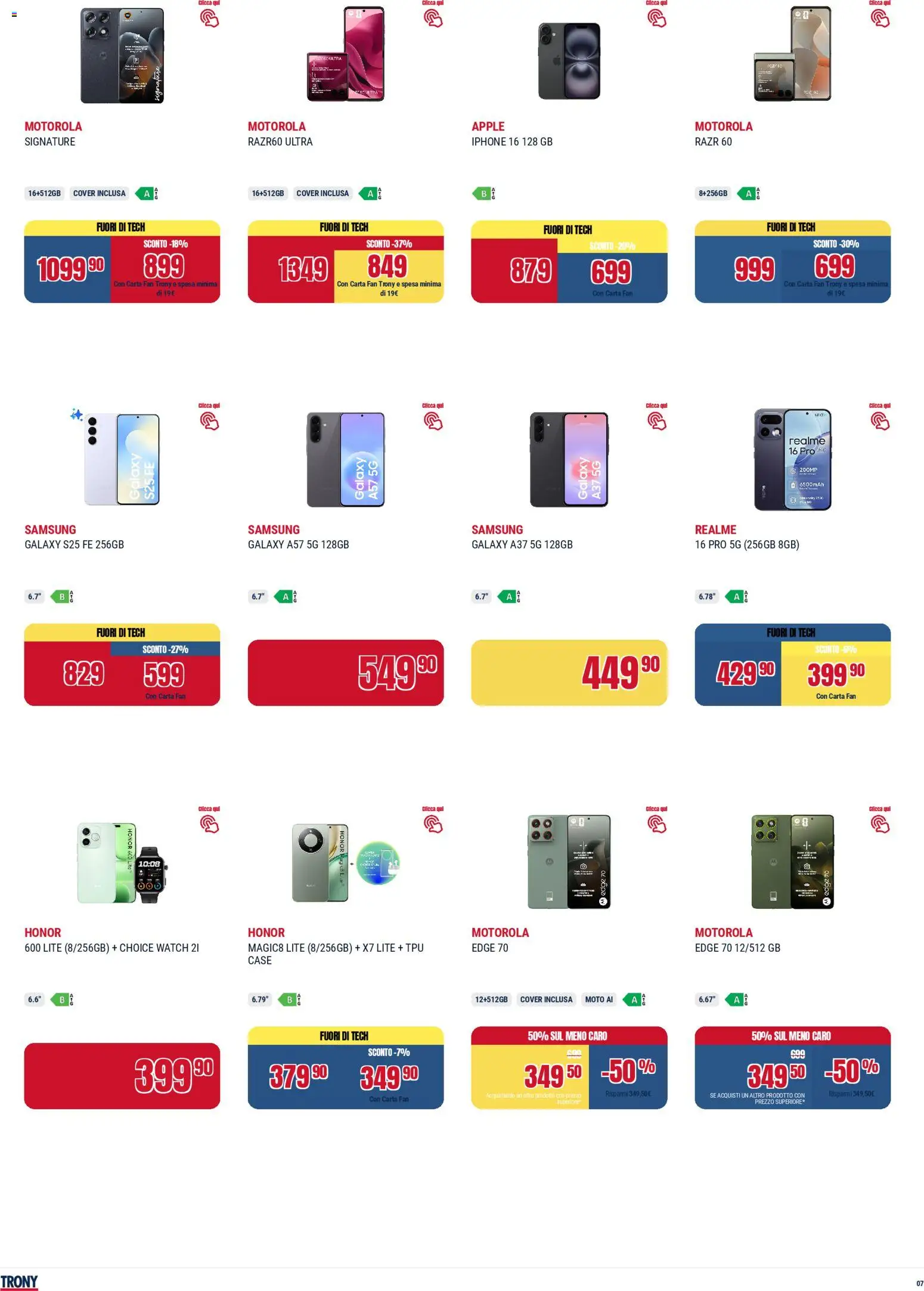 Volantino Trony del 28.04.2026 | Pagina: 7 | Prodotti: Iphone, Fan, Samsung