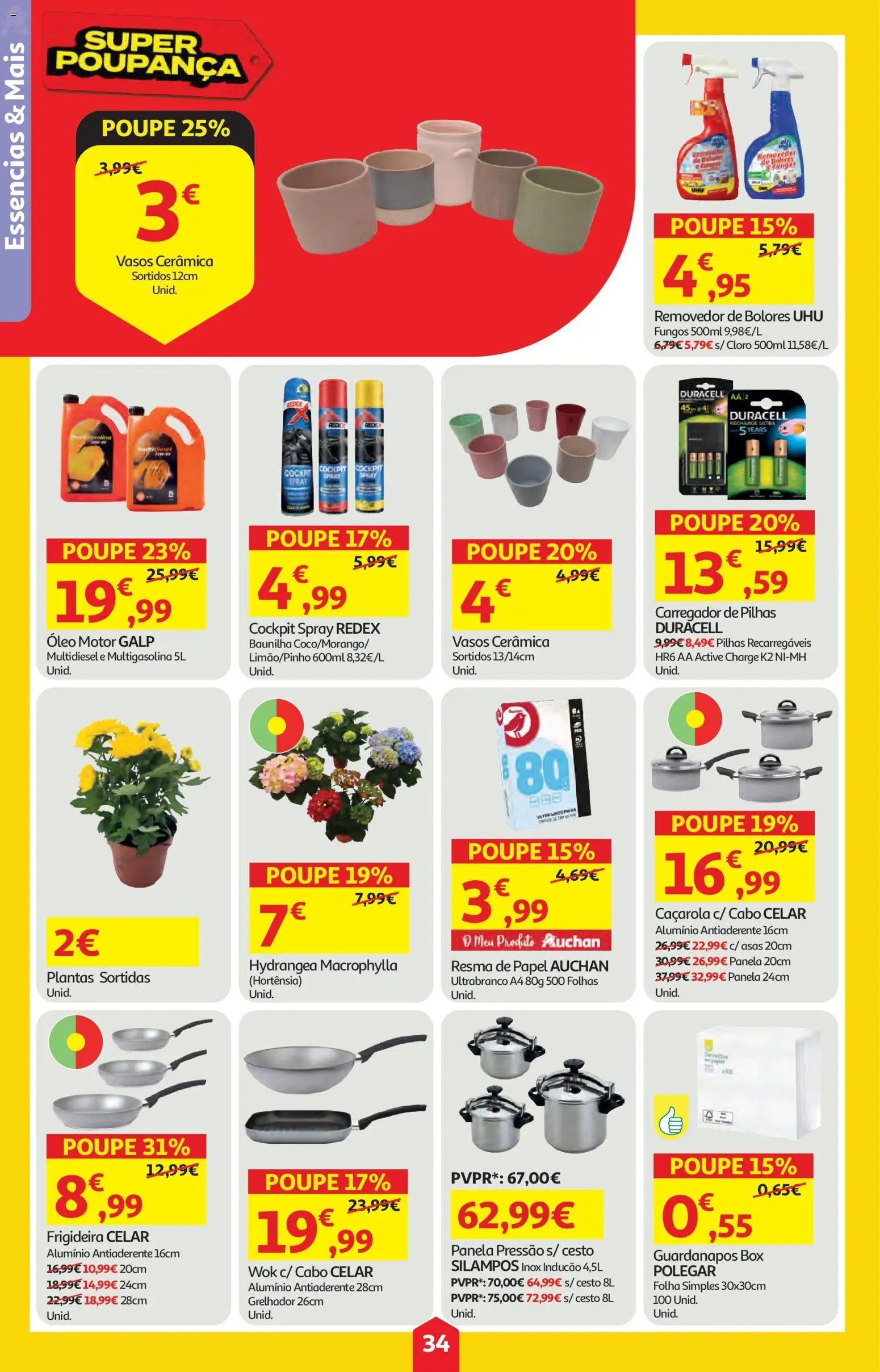 Auchan folheto │ válido de 09.04.2026 | Página: 34 | Produtos: Cabo, Frigideira, Guardanapos, Pilhas