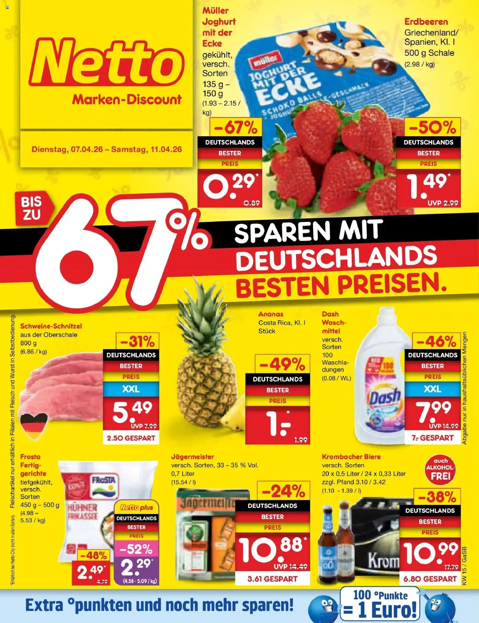 Netto Marken-Discount Prospekt Bremen-Lesum	 – gültig ab 07.04.2026 | Seite: 1 | Produkte: Ananas, Jägermeister, Erdbeeren, Fleisch