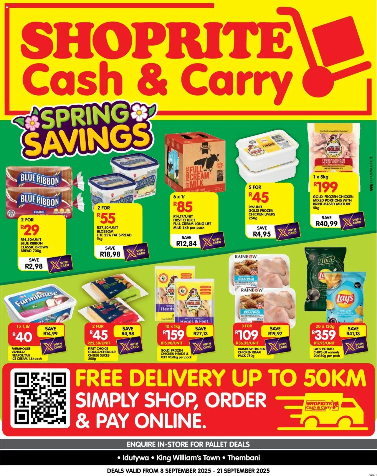 New Shoprite catalogue – valid from 08.09.2025 | Page: 1 | Products: Cheese, Bread, Chicken, Ice cream