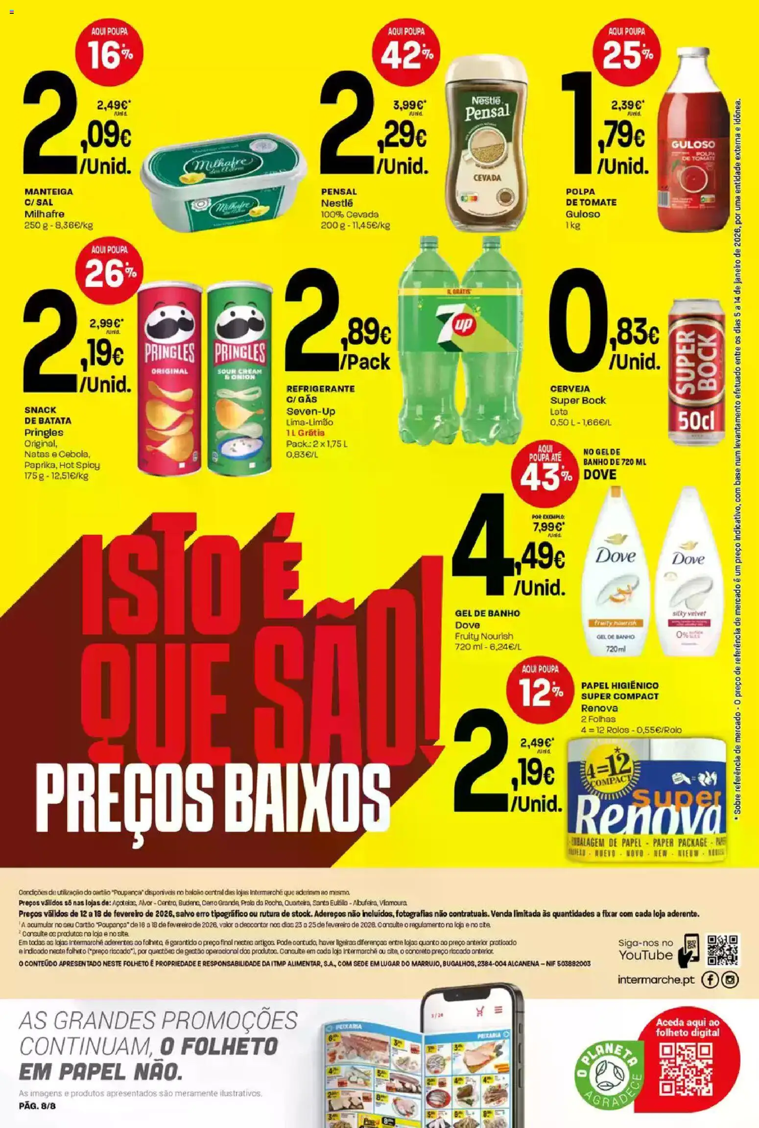 Intermarché Folheto Mini │ válido de 12.02.2026 | Página: 8 | Produtos: Papel higiénico, Manteiga, Banho, Nestlé