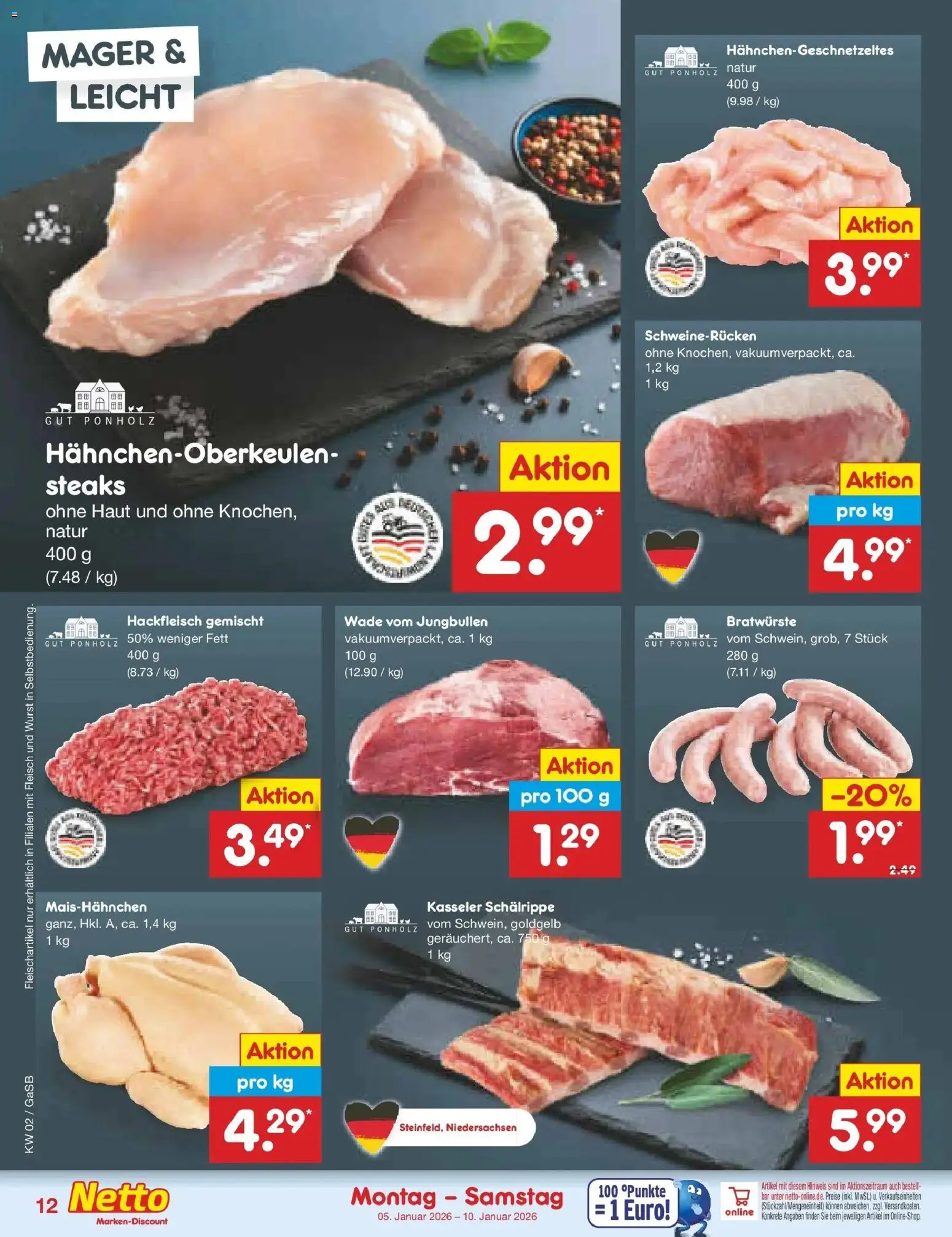 Netto Marken-Discount - Netto: Wochenangebote – gültig ab 05.01.2026 | Seite: 12 | Produkte: Wurst, Schweinerucken, Fleisch, Hackfleisch