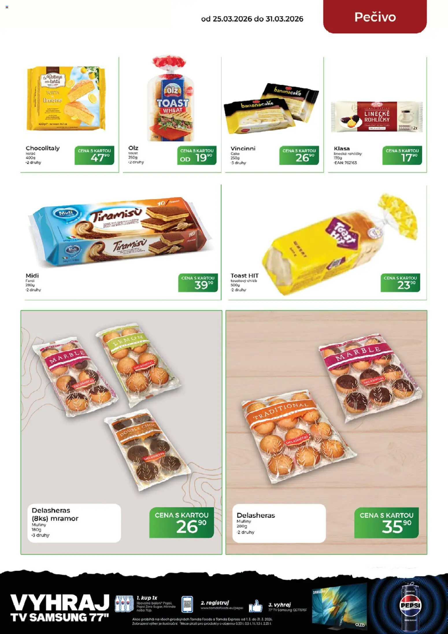 Tamda Foods leták od 25.03.2026 | Strana: 27 | Produkty: Tiramisu, Mirinda, Pečivo, Toustový chléb
