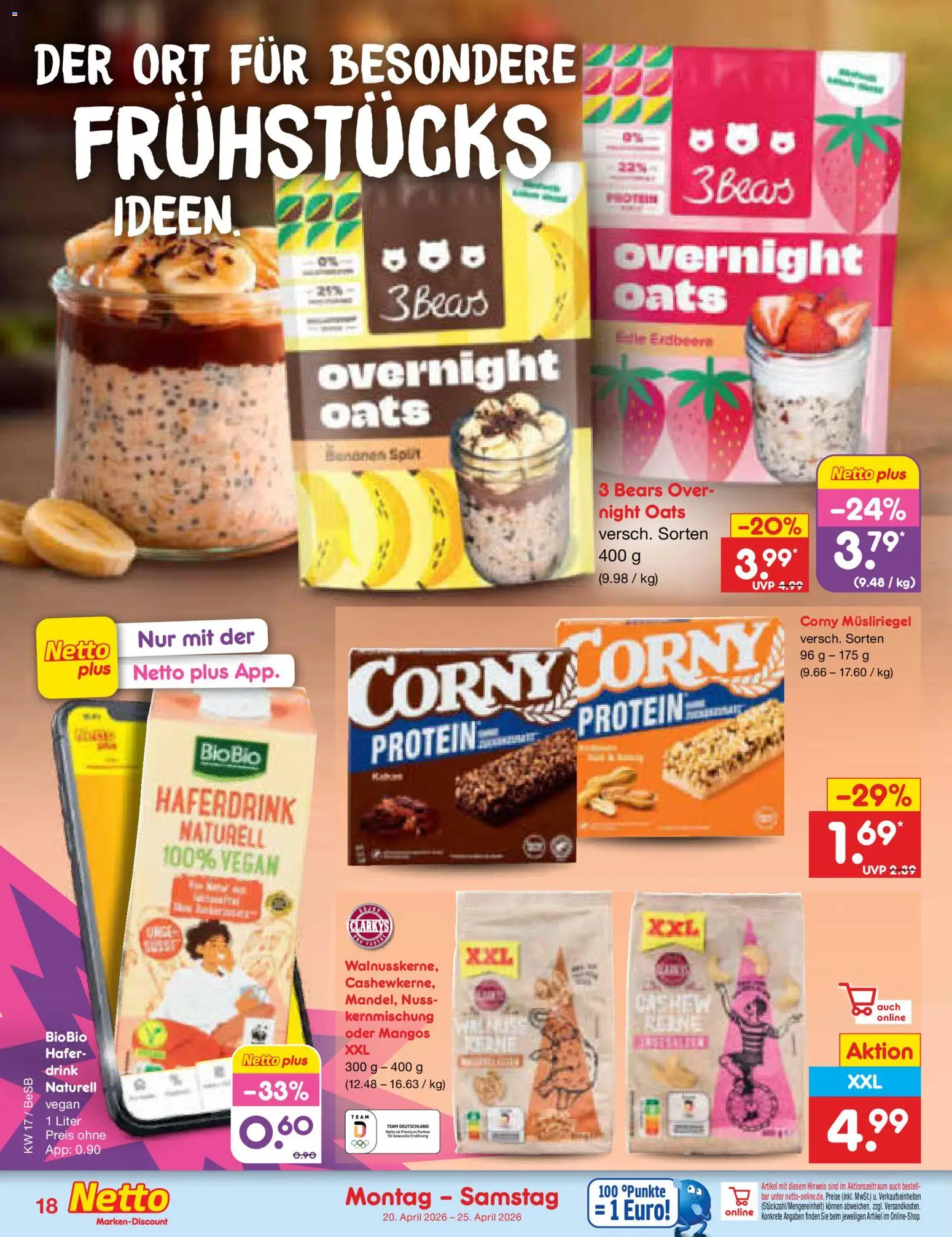 Netto Marken-Discount Prospekt 	 – gültig ab 20.04.2026 | Seite: 20 | Produkte: Bananen, Haferdrink