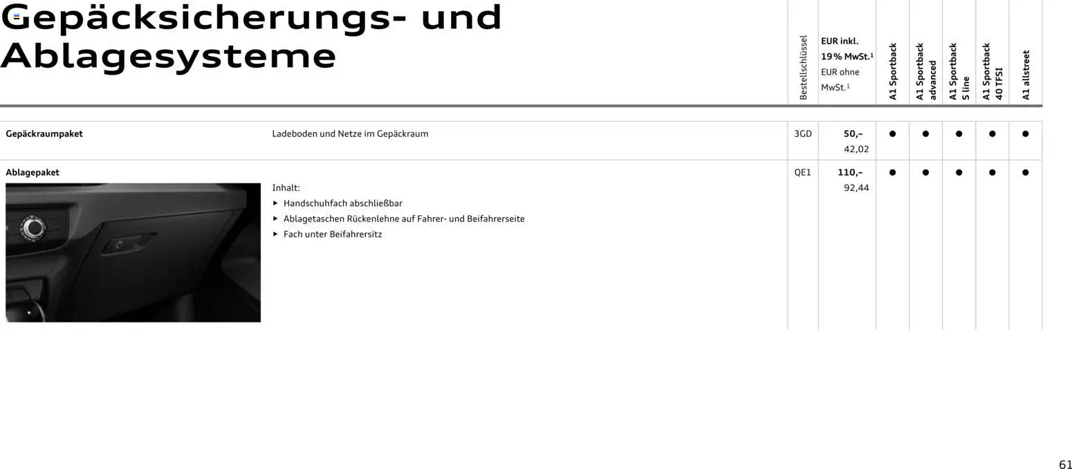 Audi A1 Sportback / A1 allstreet – gültig ab 28.10.2025 | Seite: 61 | Produkte: Navigation, Telefon