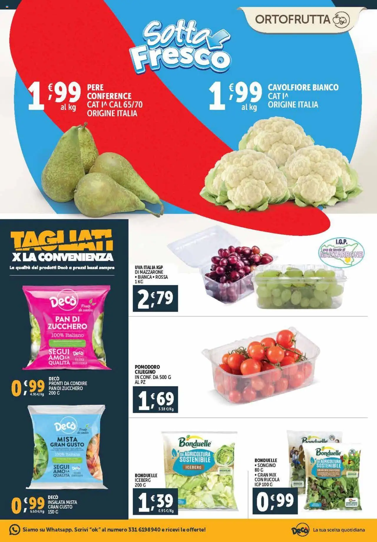 Volantino Decò del 04.10.2025 | Pagina: 5 | Prodotti: Rucola, Pomodoro, Uva, Cavolfiore