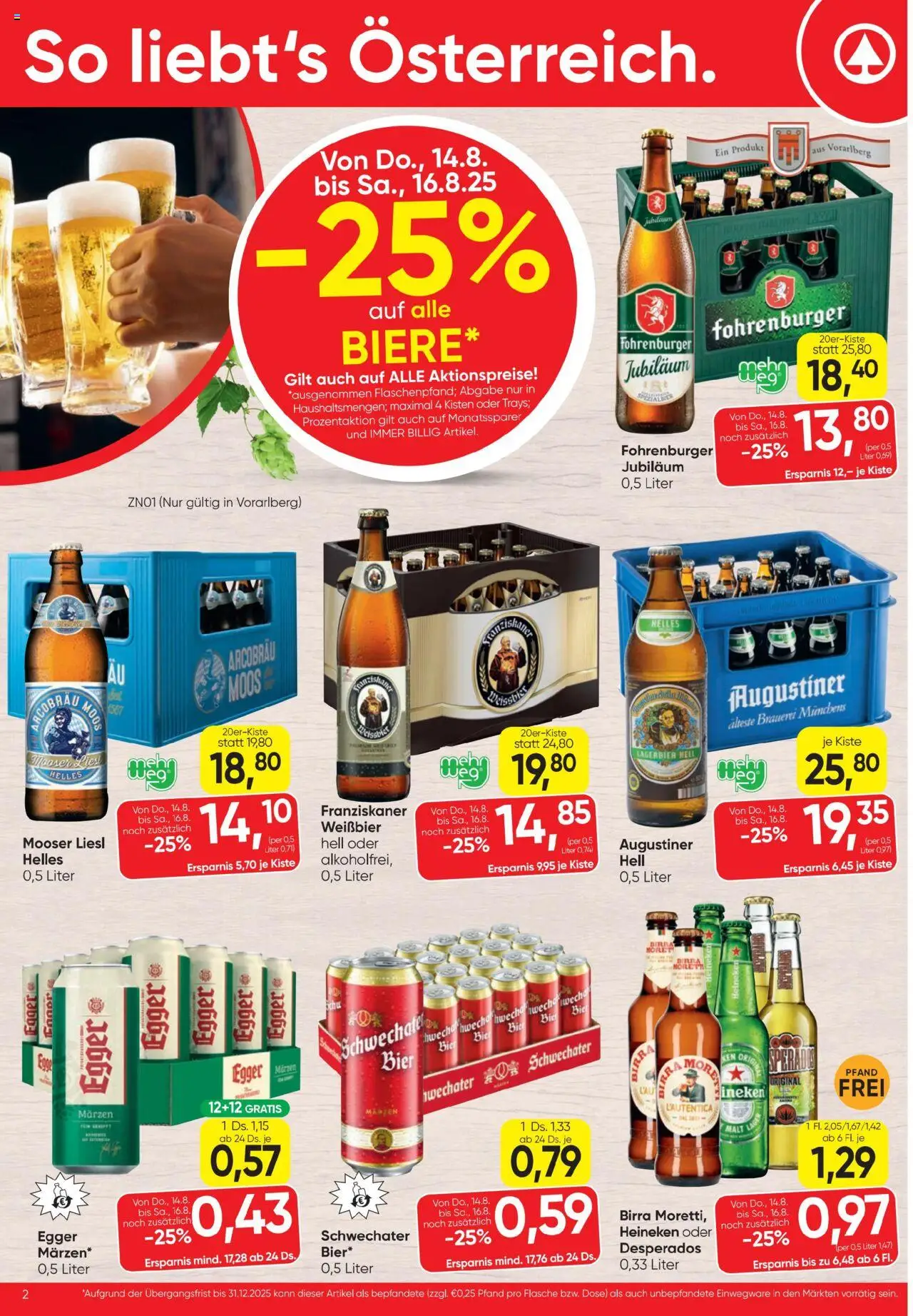 Spar Flugblatt gültig ab 14.08.2025 | Seite: 2 | Produkte: Bier