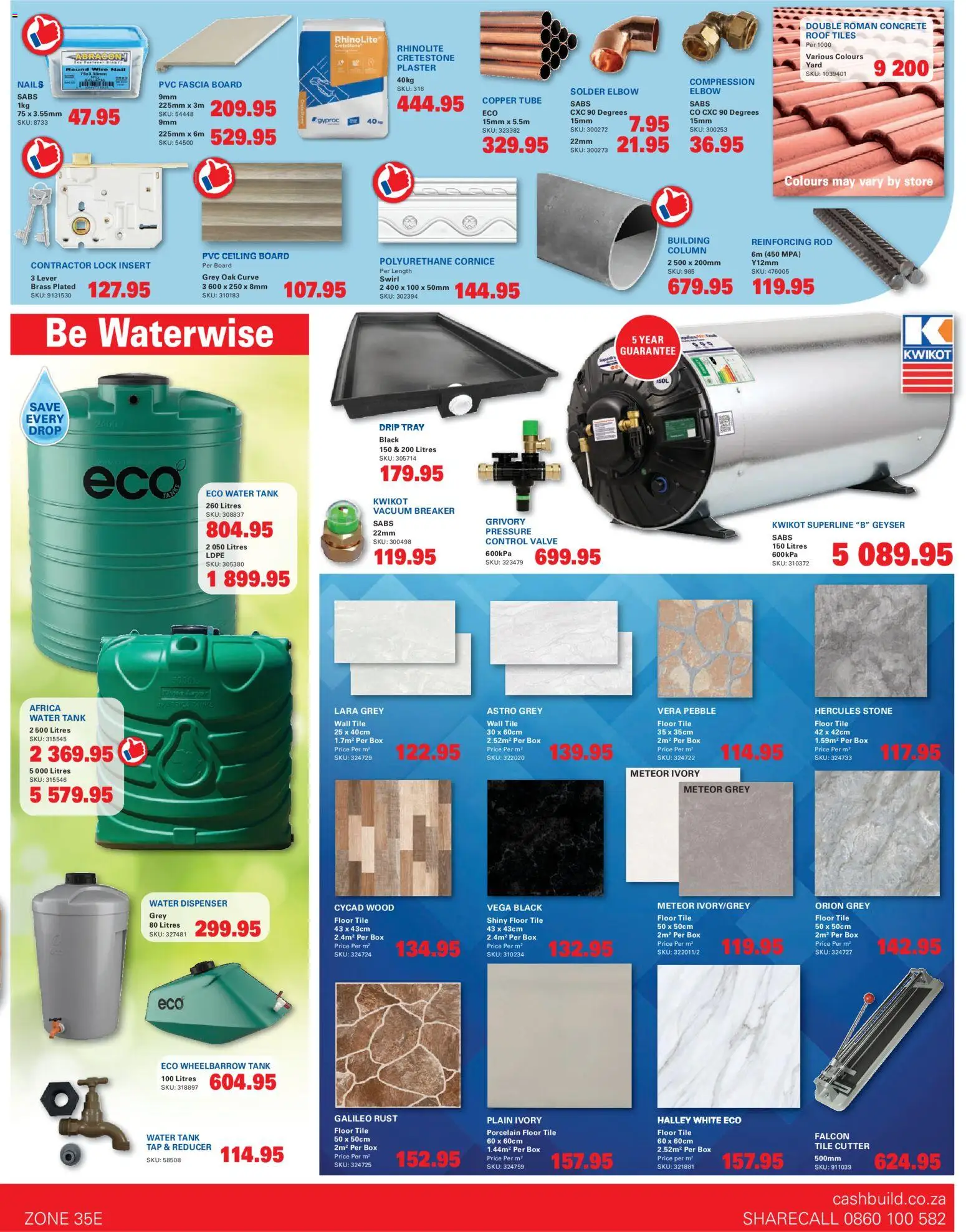 New Cashbuild catalogue – valid from 20.04.2026 | Page: 3 | Products: Tank, Cutter, Geyser, Valve