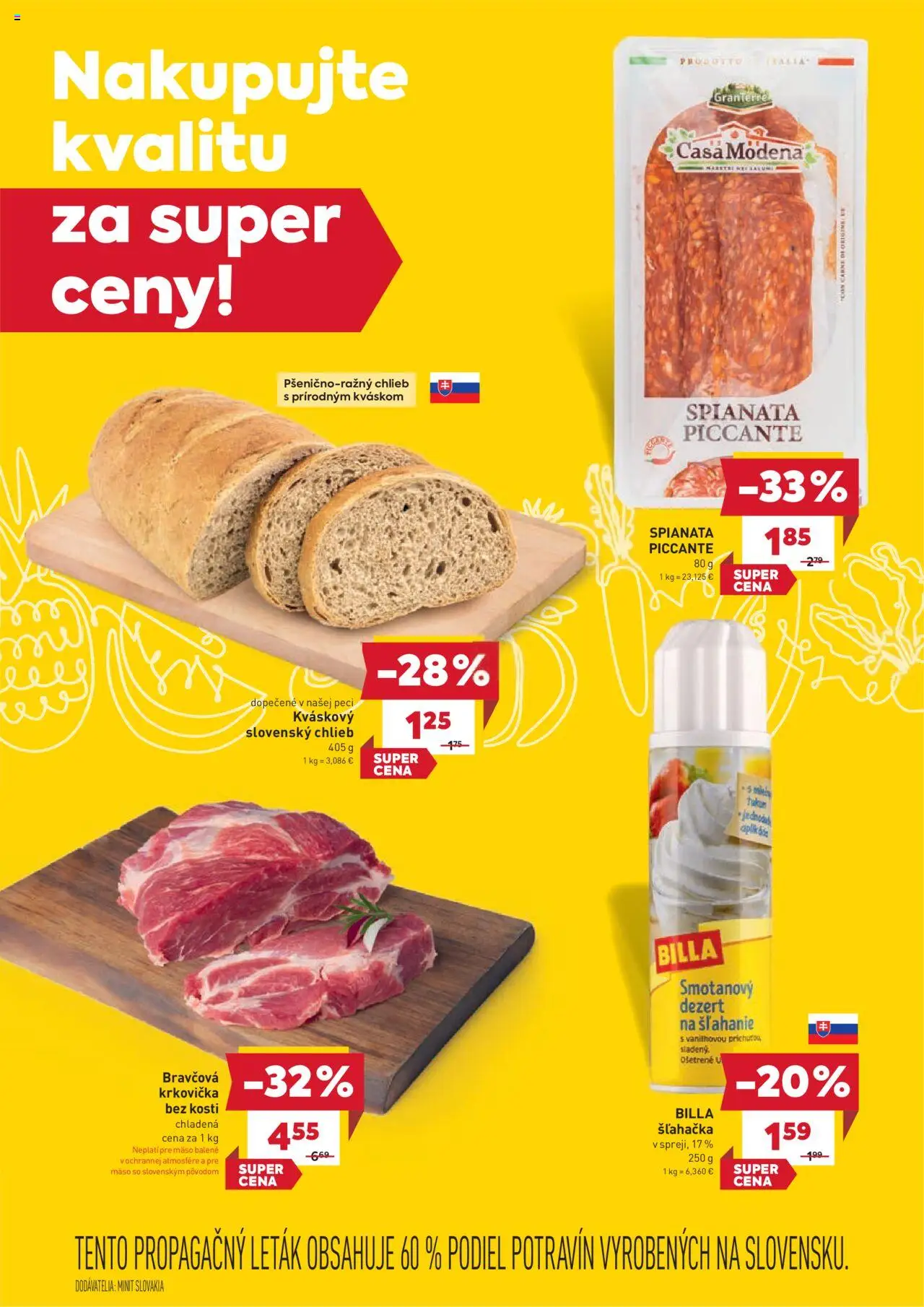 Nové Billa akcie – leták je platný od 01.10.2025 | Strana: 3 | Produkty: Chlieb, Krkovička, Šľahačka