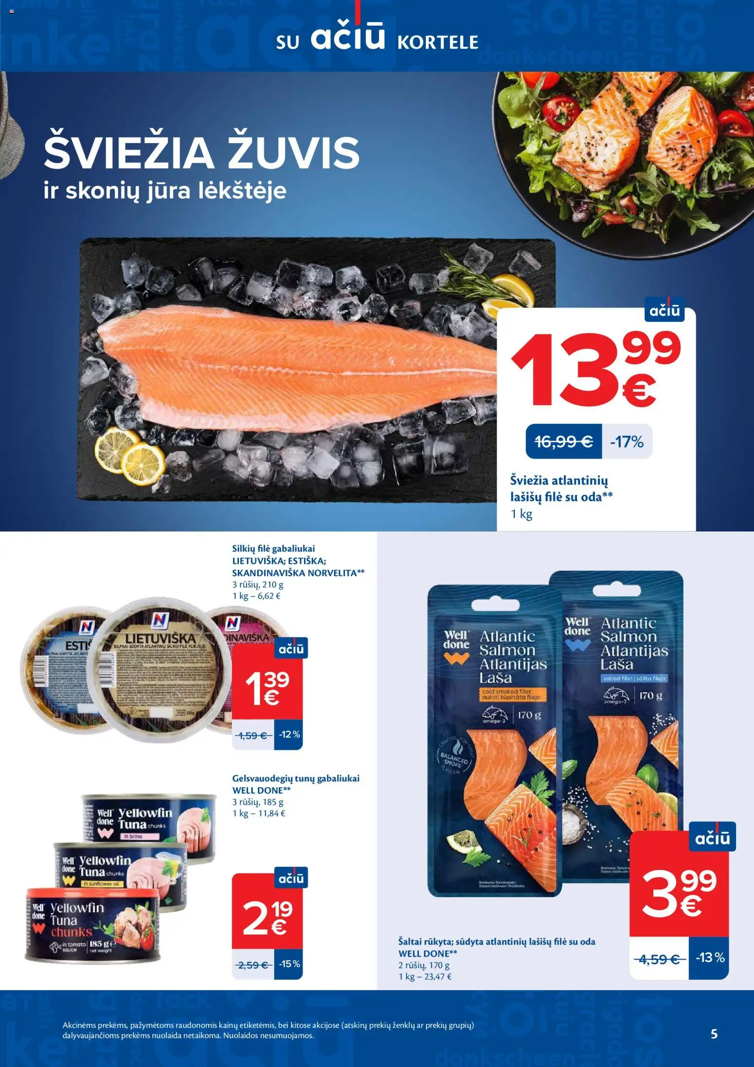 MAXIMA akcijos nuo 14.04.2026 | Puslapis: 5 | Prekių: Silkių filė, Lašišų filė, Žuvis