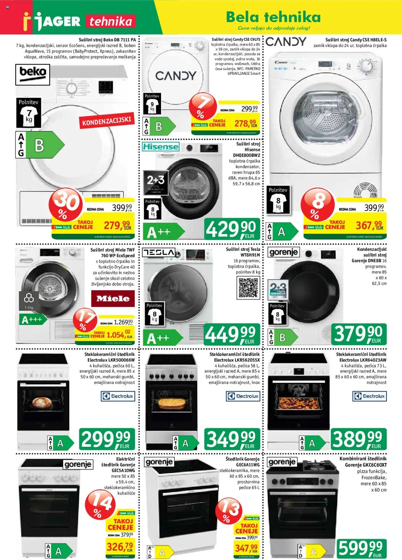 Novi Jager katalog ponudbe – veljaven od 10.09.2025 | Stran: 11 | Izdelki: Susilni stroj, Pecica, Štedilnik, Kuhališče