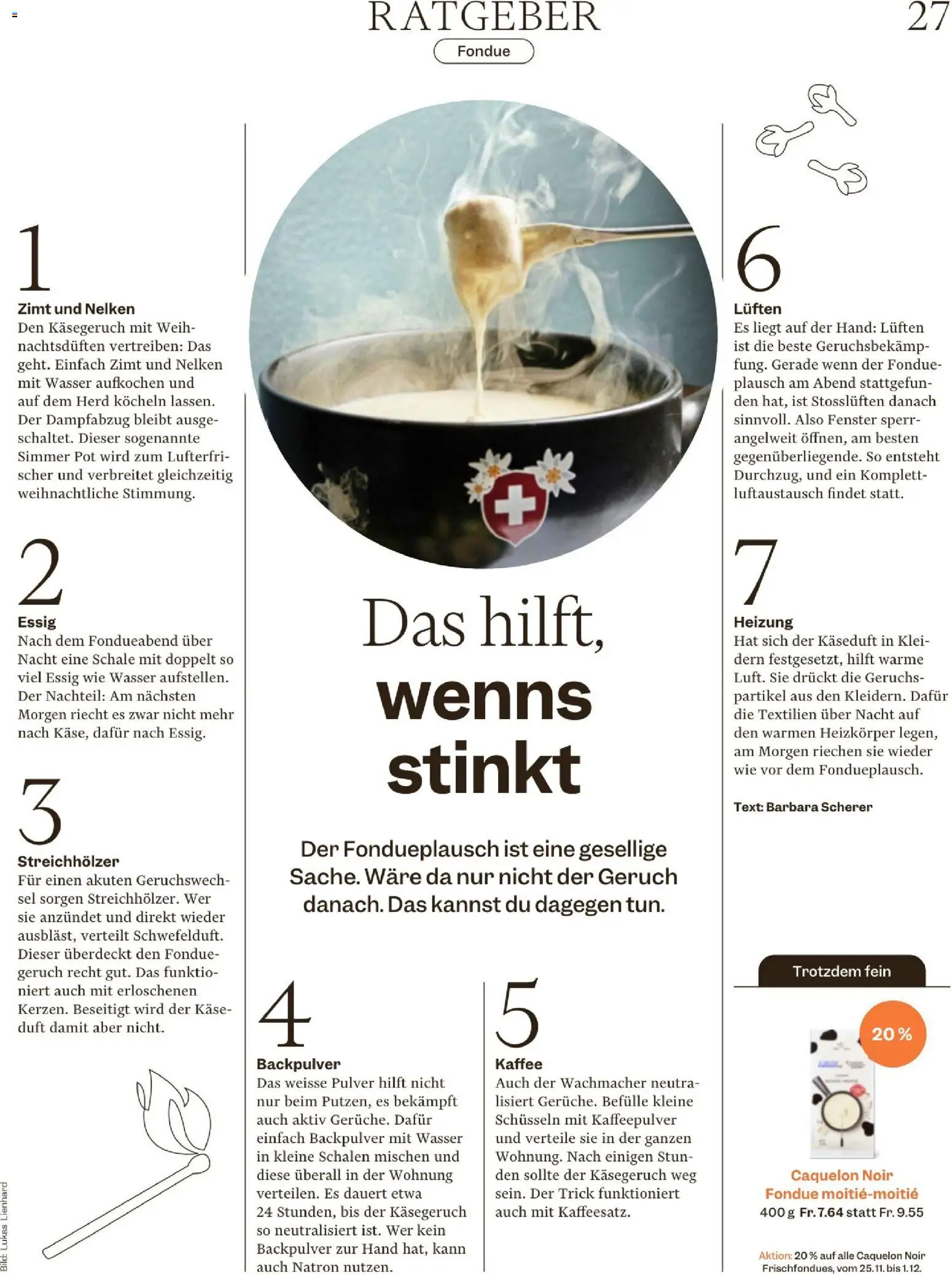 Migros Magazin – gültig ab 24.11.2025 | Seite: 27 | Produkte: Heizkörper, Käse, Wasser, Fondue
