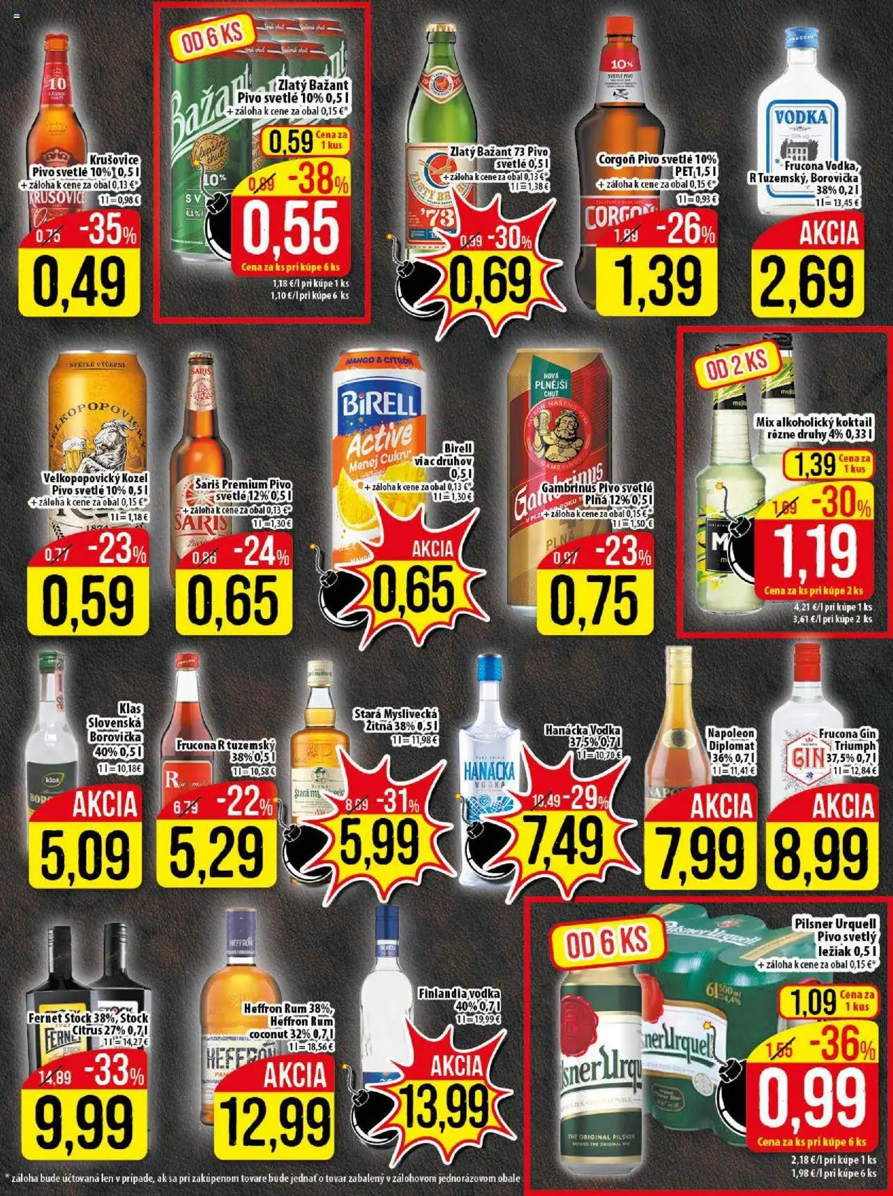 Klas leták │ platný od 11.08.2025 | Strana: 18 | Produkty: Pilsner Urquell, Birell, Zlatý Bažant, Rum