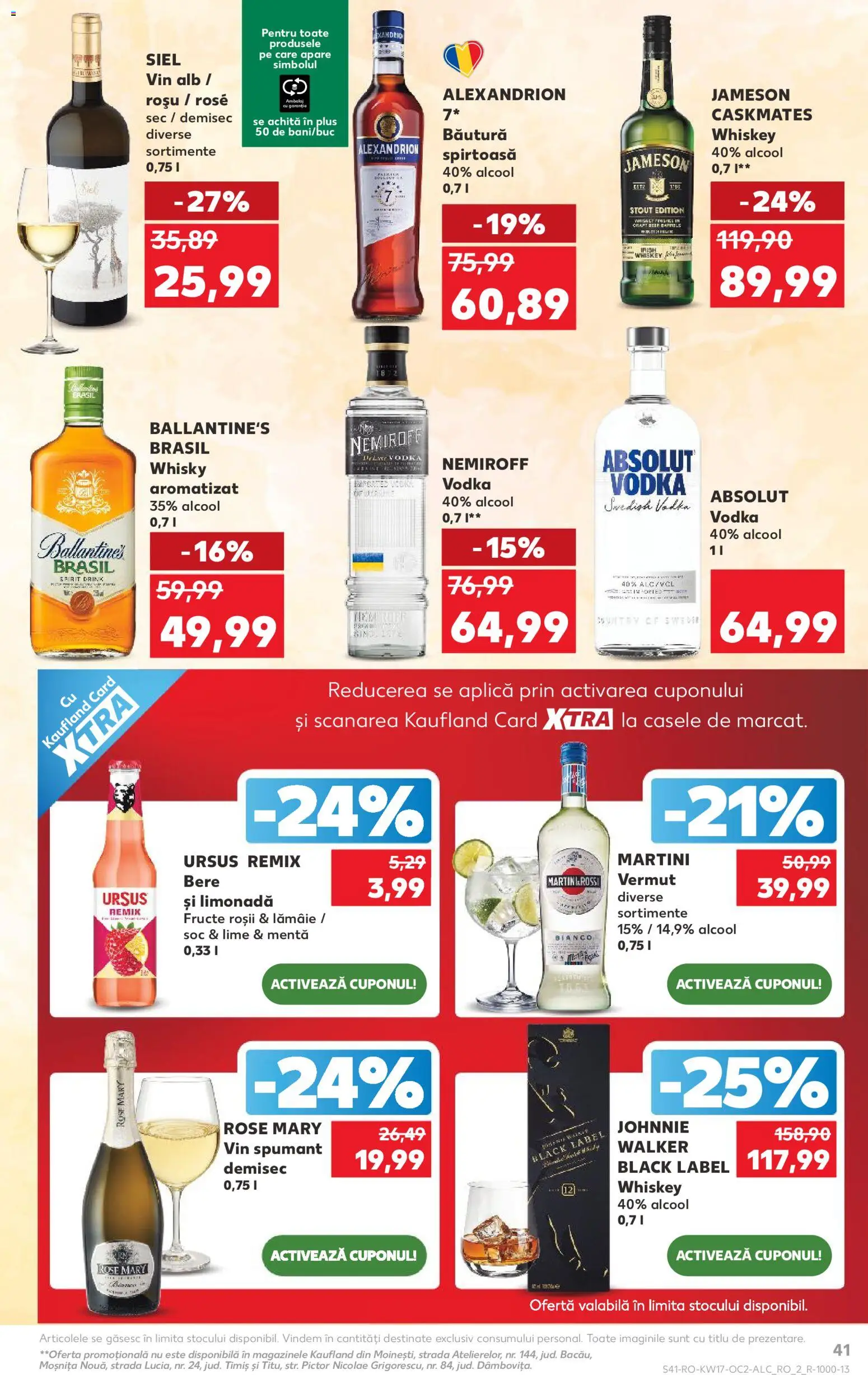 Noul catalog Kaufland – valabil de la 22.04.2026 | Pagină: 41 | Produse: Lime, Vodka, Whiskey, Fructe