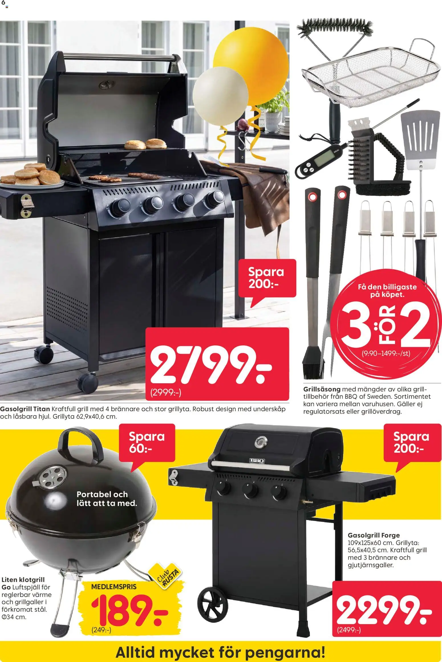 Rusta reklamblad aktuell från 20.04.2026 | Sida: 6 | Produkter: Grill, Gasolgrill, Galler