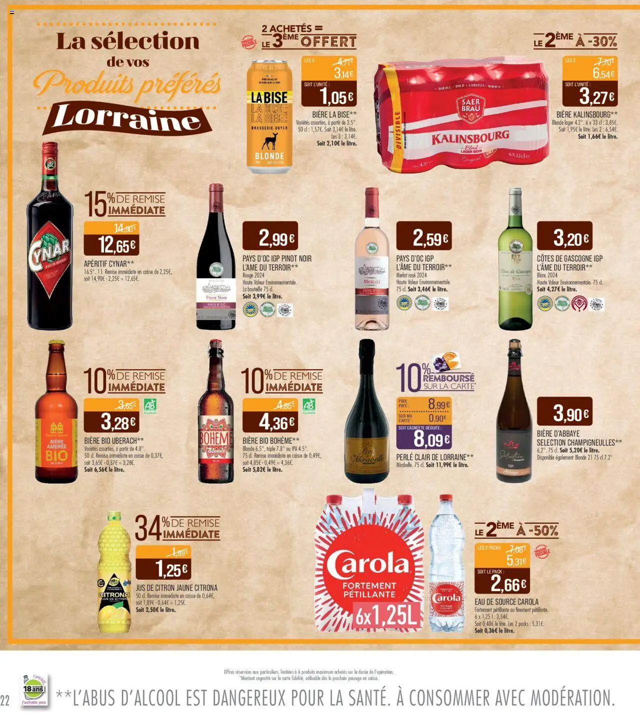  | Page: 22 | Produits: Bière blonde, Eau de source, Jus de citron, Bière