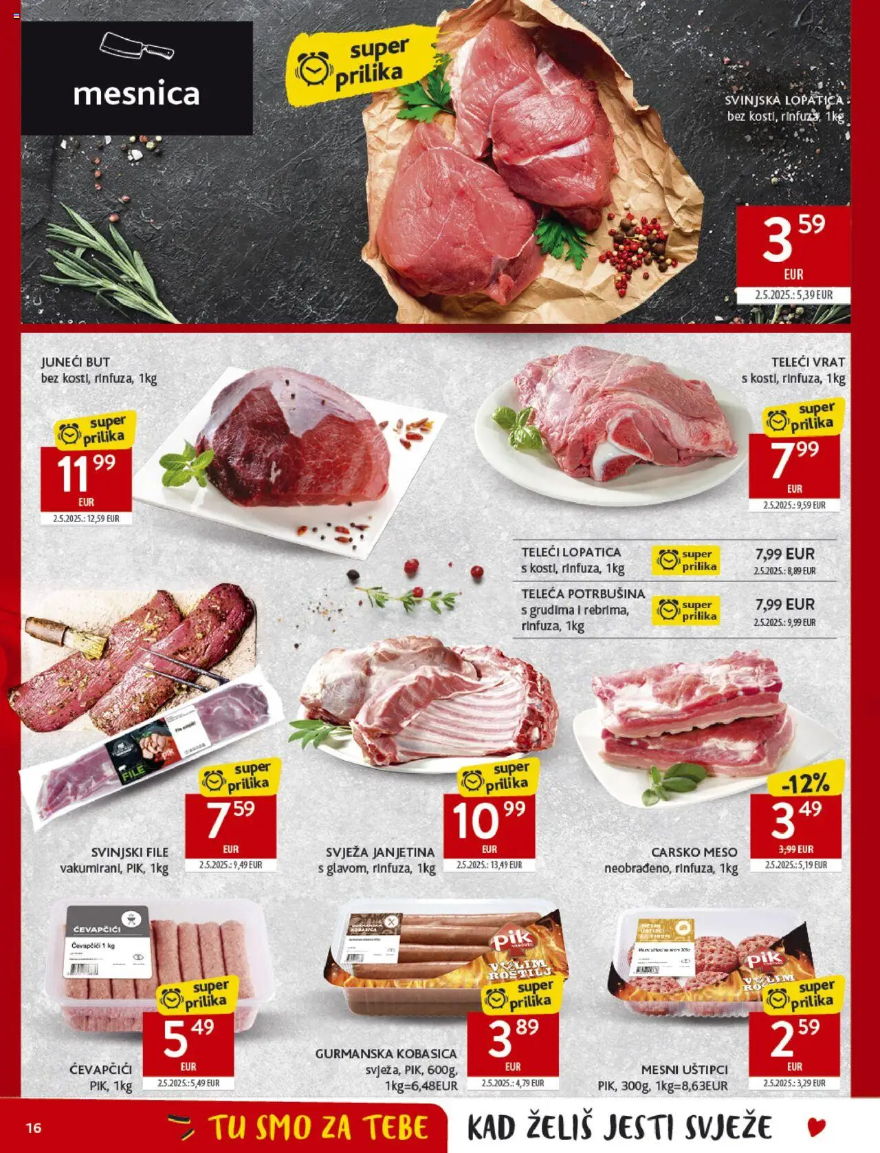 Konzum katalog | vrijedi od 15.10.2025 | Stranica: 16 | Proizvodi: Janjetina, Carsko meso, Svinjska lopatica, Svinjski file
