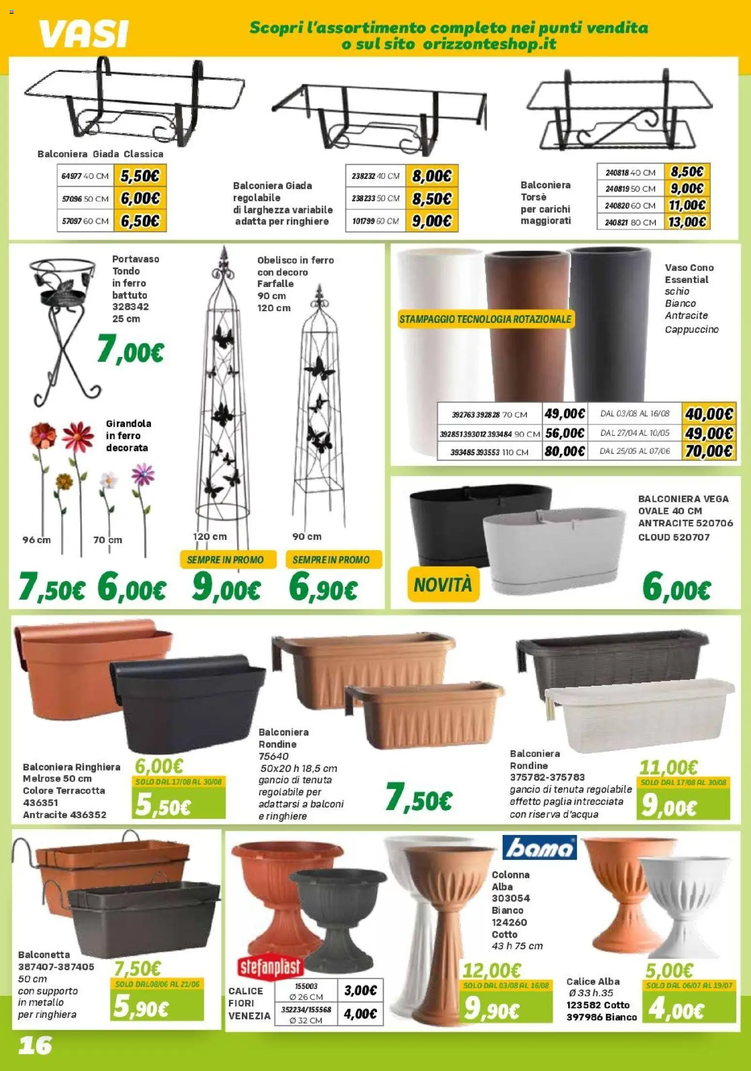 Volantino Orizzonte del 10.04.2026 | Pagina: 16 | Prodotti: Calice, Vaso