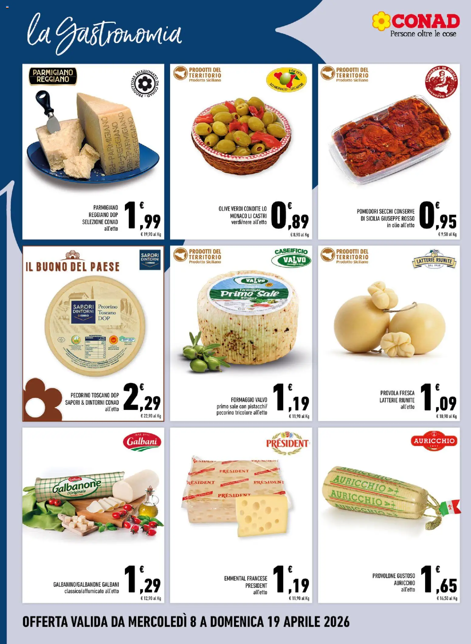 Volantino Conad del 08.04.2026 | Pagina: 4 | Prodotti: Formaggio, Pomodori, Provola, Parmigiano reggiano