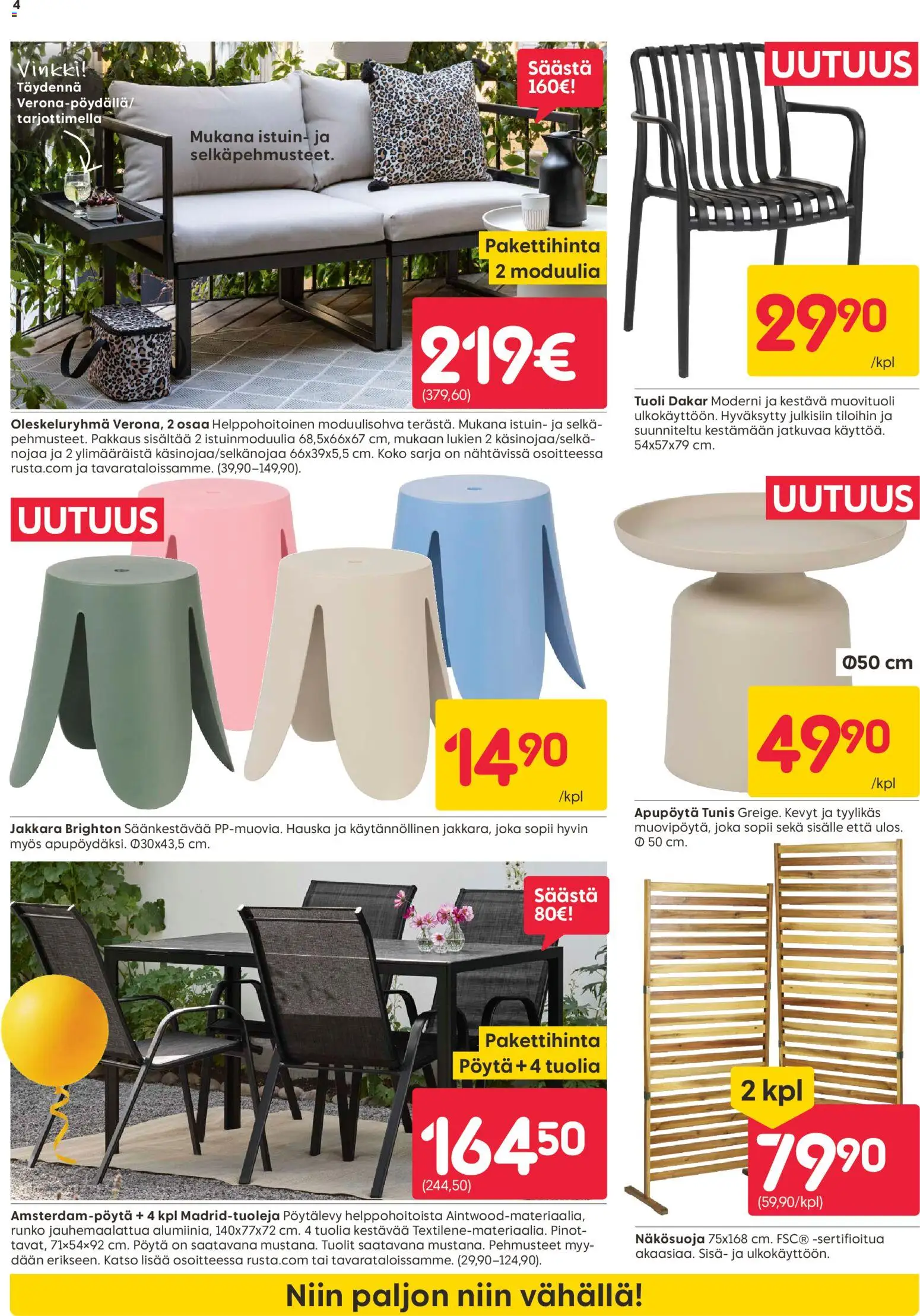 Rusta tarjoukset – voimassa 20.04.2026 alkaen | Sivu: 4 | Tuotteet: Jakkara, Pöytä, Tuoli