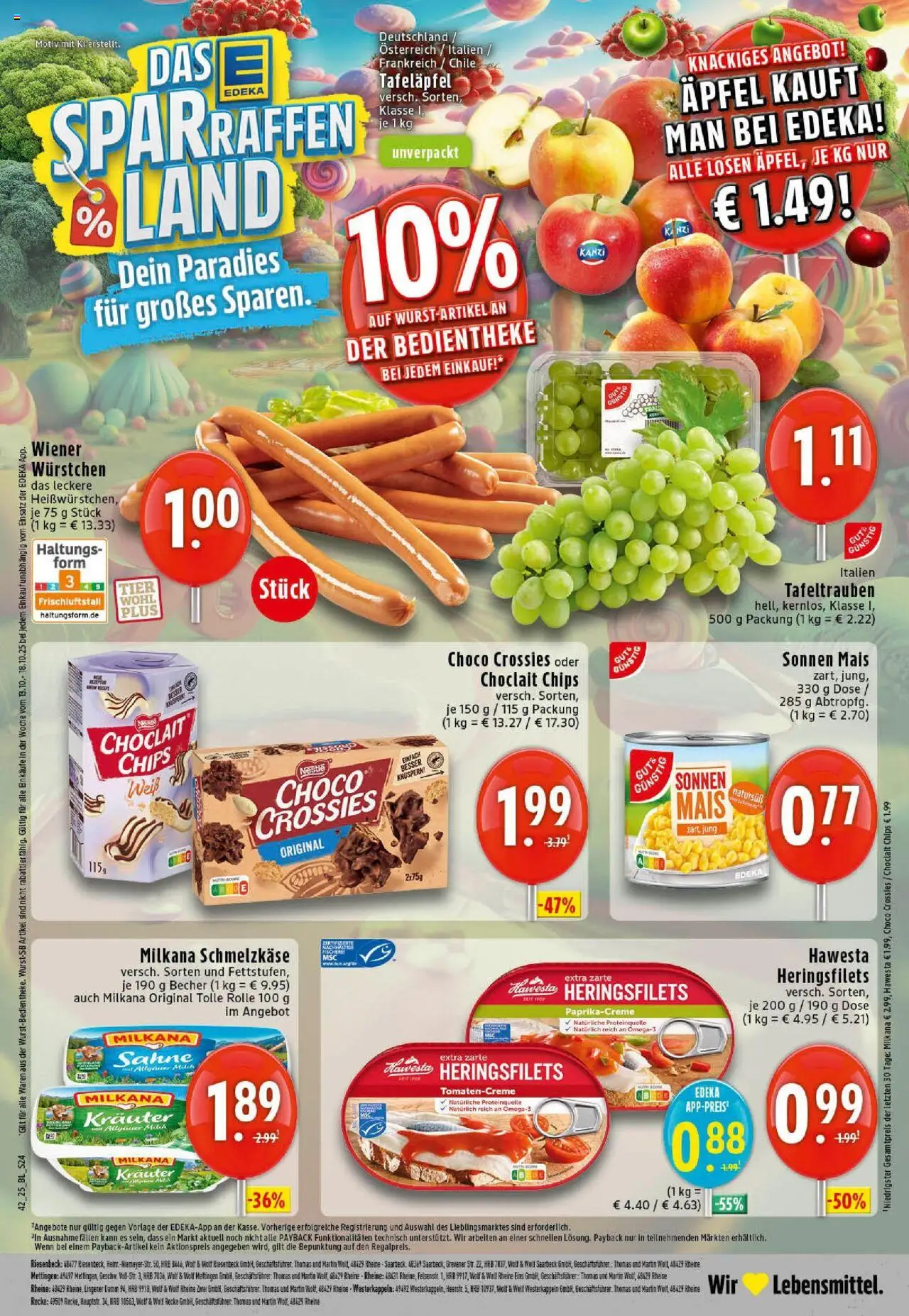 Edeka prospekt Westerkappeln	 – gültig ab 13.10.2025 | Seite: 24 | Produkte: Wiener wurstchen, Milch, Milkana, Äpfel