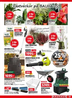 Bauhaus reklamblad aktuell från 01.09.2025 | Sida: 23 | Produkter: Skottkärra, Kompostgaller, Lövblås, Grensax