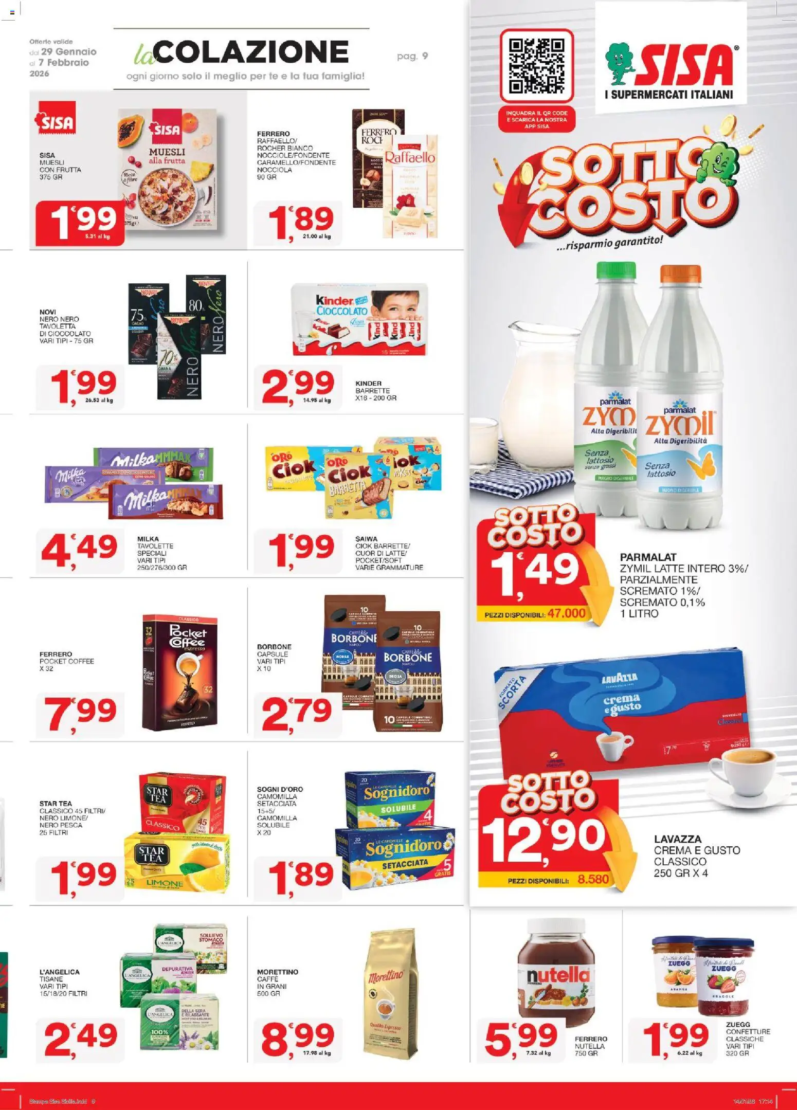 Volantino SISA del 29.01.2026 | Pagina: 9 | Prodotti: Muesli, Tè, Frutta, Pesca