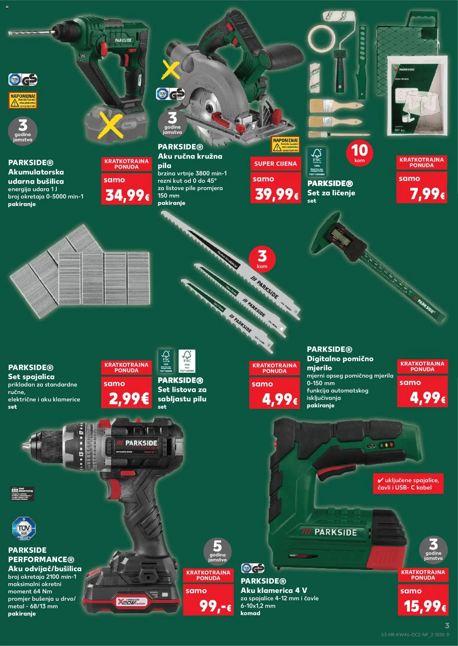 Kaufland katalog | vrijedi od 12.11.2025 | Stranica: 3 | Proizvodi: Pila, Bušilica, Kabel, USB