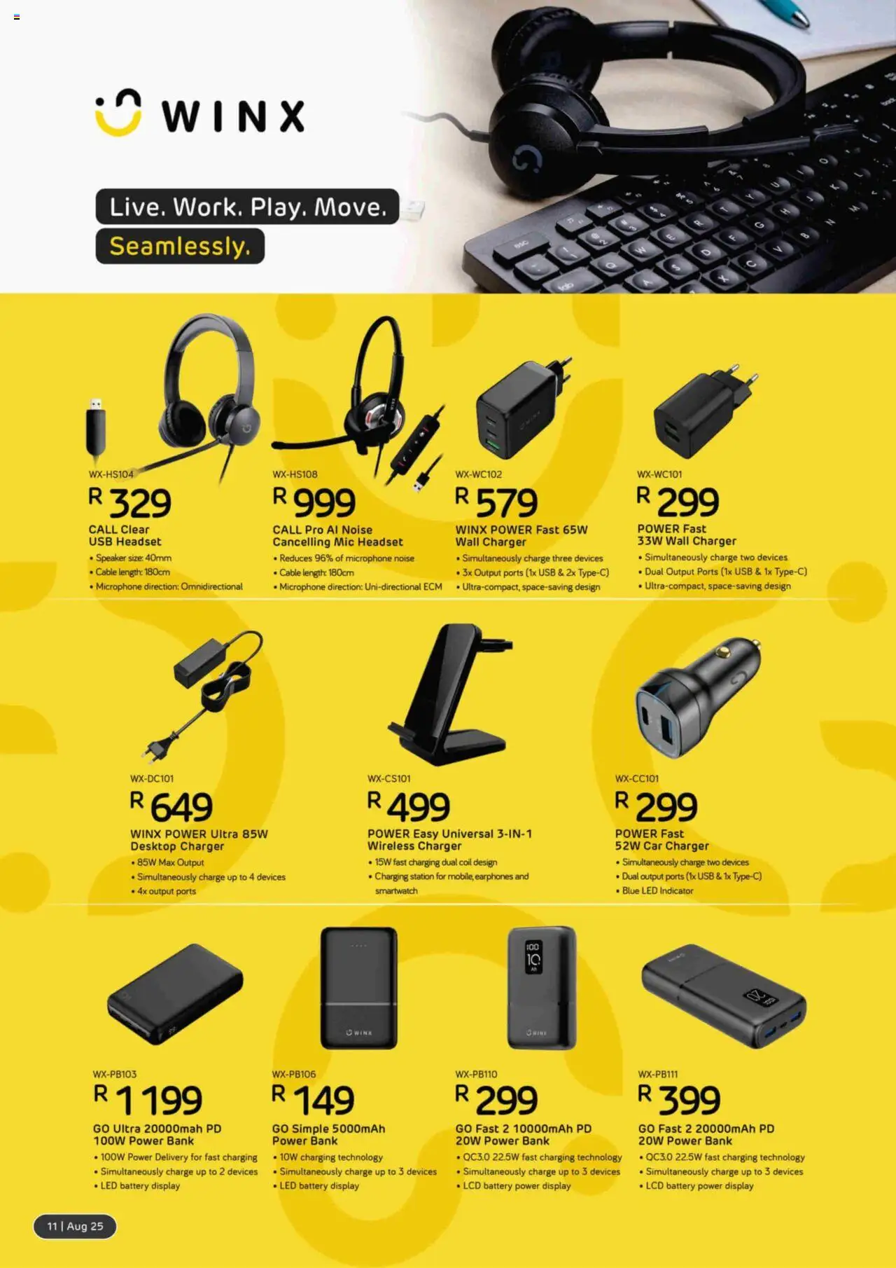 Computer Mania Accessories Catalogue │ valid from 01.08.2025 | Page: 12 | Products: Earphones, Cable, Speaker, Battery
