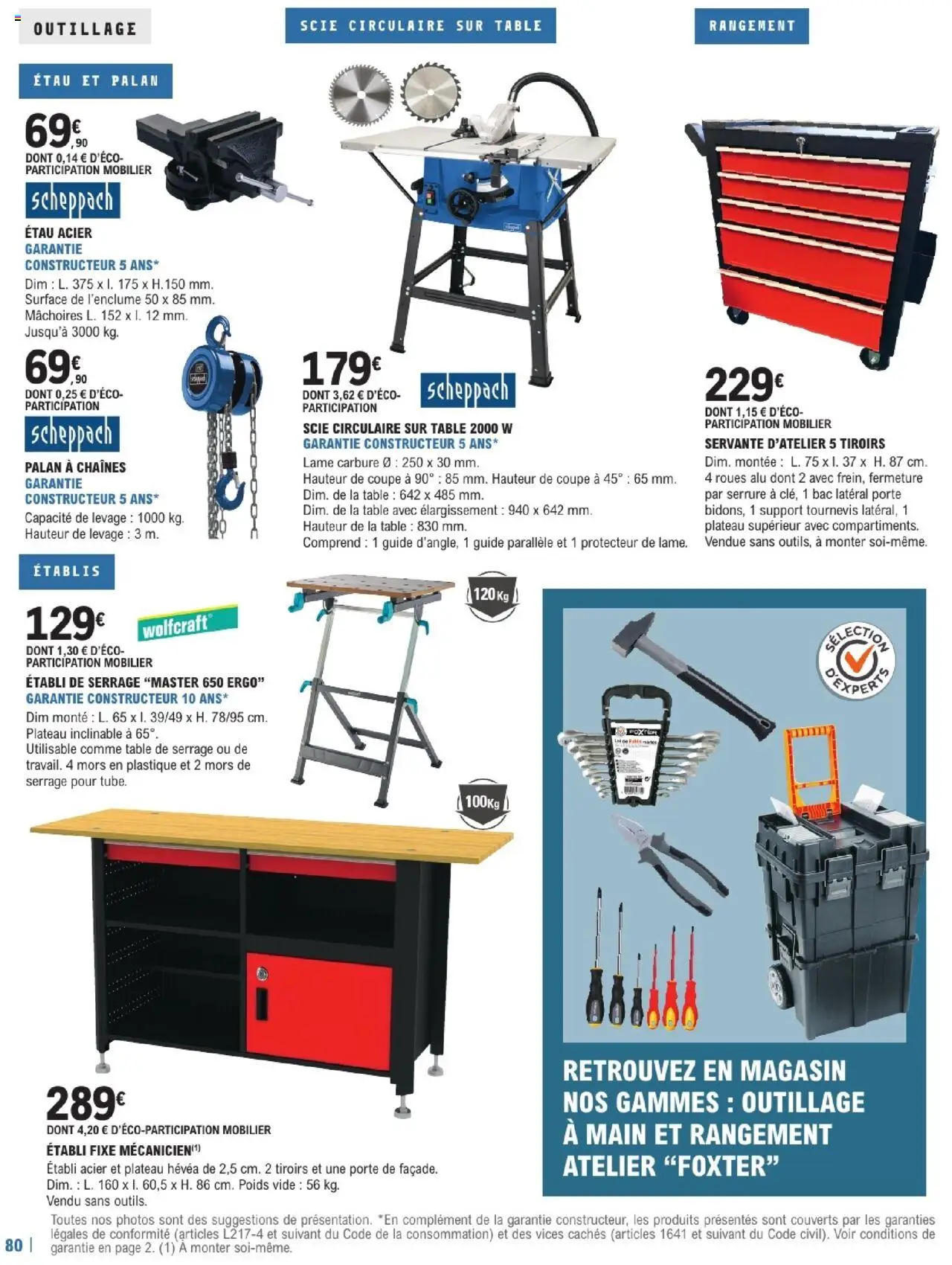  | Page: 80 | Produits: Tournevis, Poids, Scie circulaire, Table