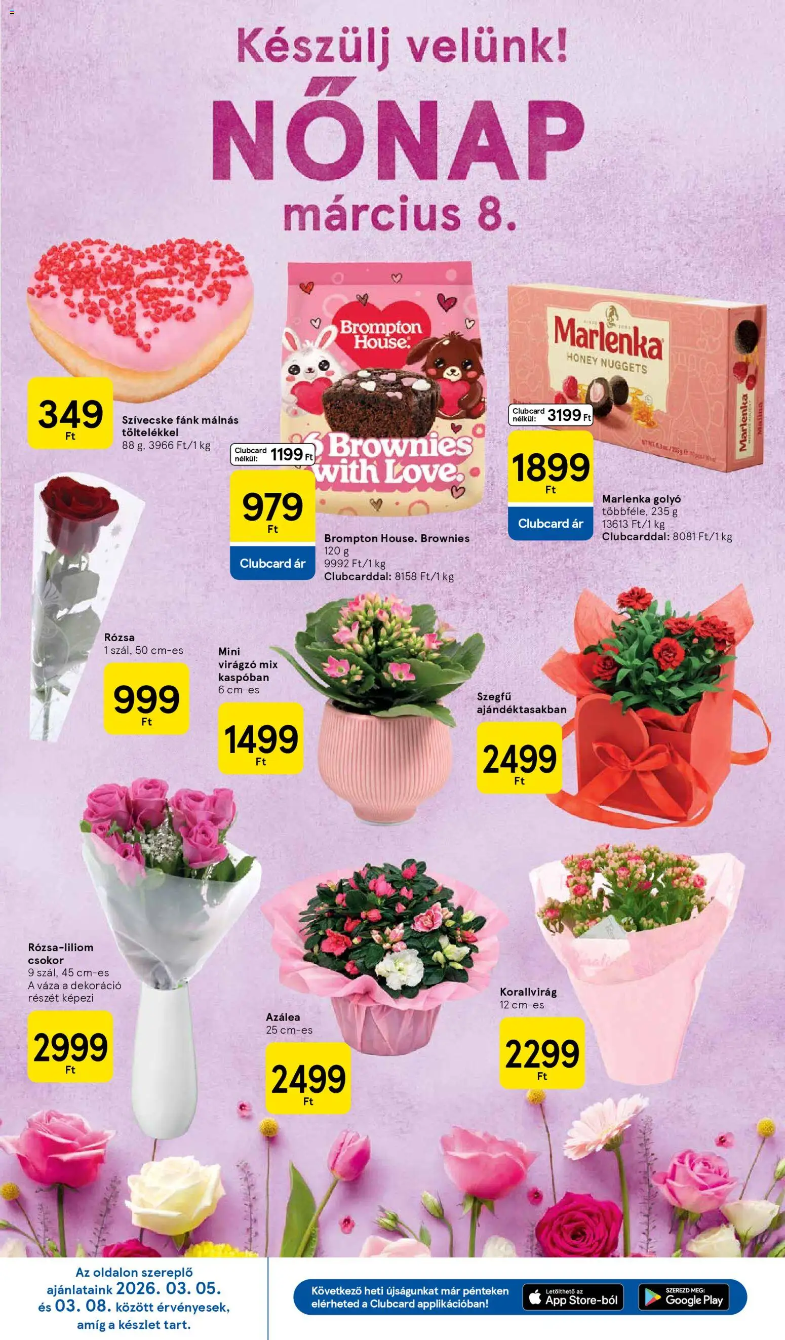 Tesco akciós ujság - amely érvényes a következő dátumtól: 05.03.2026 | Oldal: 8 | Termékek: Fánk, Nuggets, Váza, Dekoráció