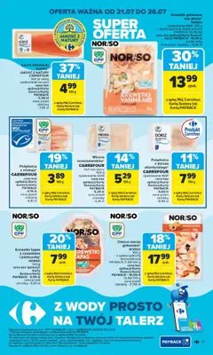 Carrefour Gazetka od 21.07.2025 | Strona: 19 | Produkty: Karta, Łosoś atlantycki, Krewetki, Łosoś