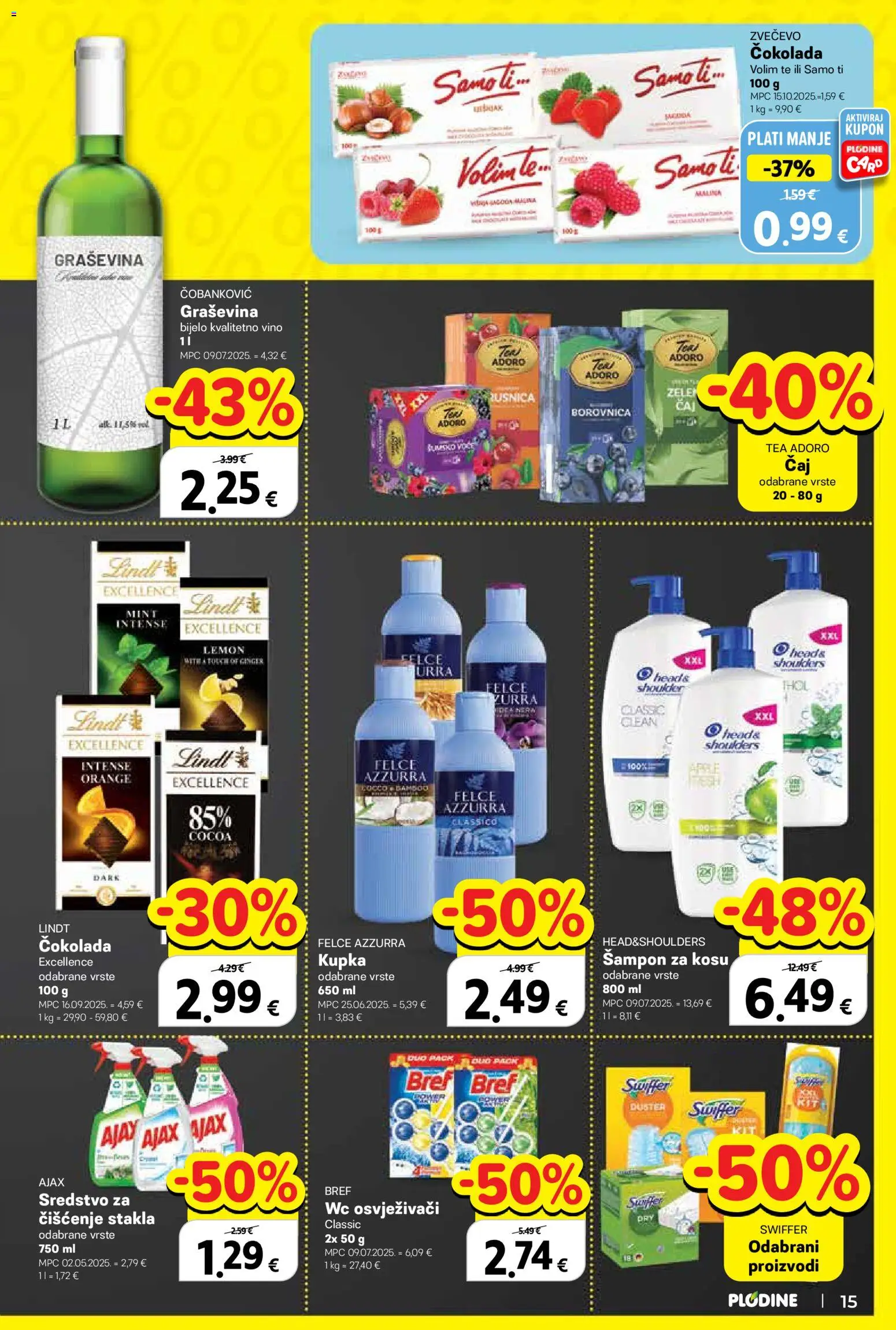 Plodine katalog | vrijedi od 05.11.2025 | Stranica: 15 | Proizvodi: Lindt, Kupka, Čokolada, Borovnica