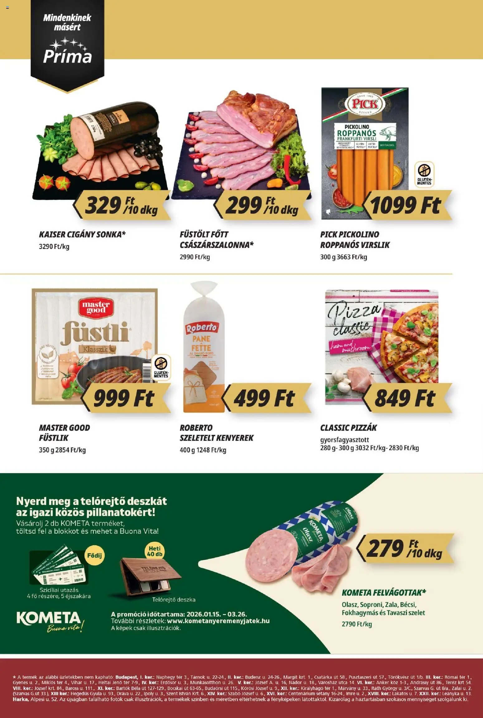 CBA Príma akciós ujság - amely érvényes a következő dátumtól: 19.03.2026 | Oldal: 2 | Termékek: Virsli, Pick, Frankfurti virsli, Sonka