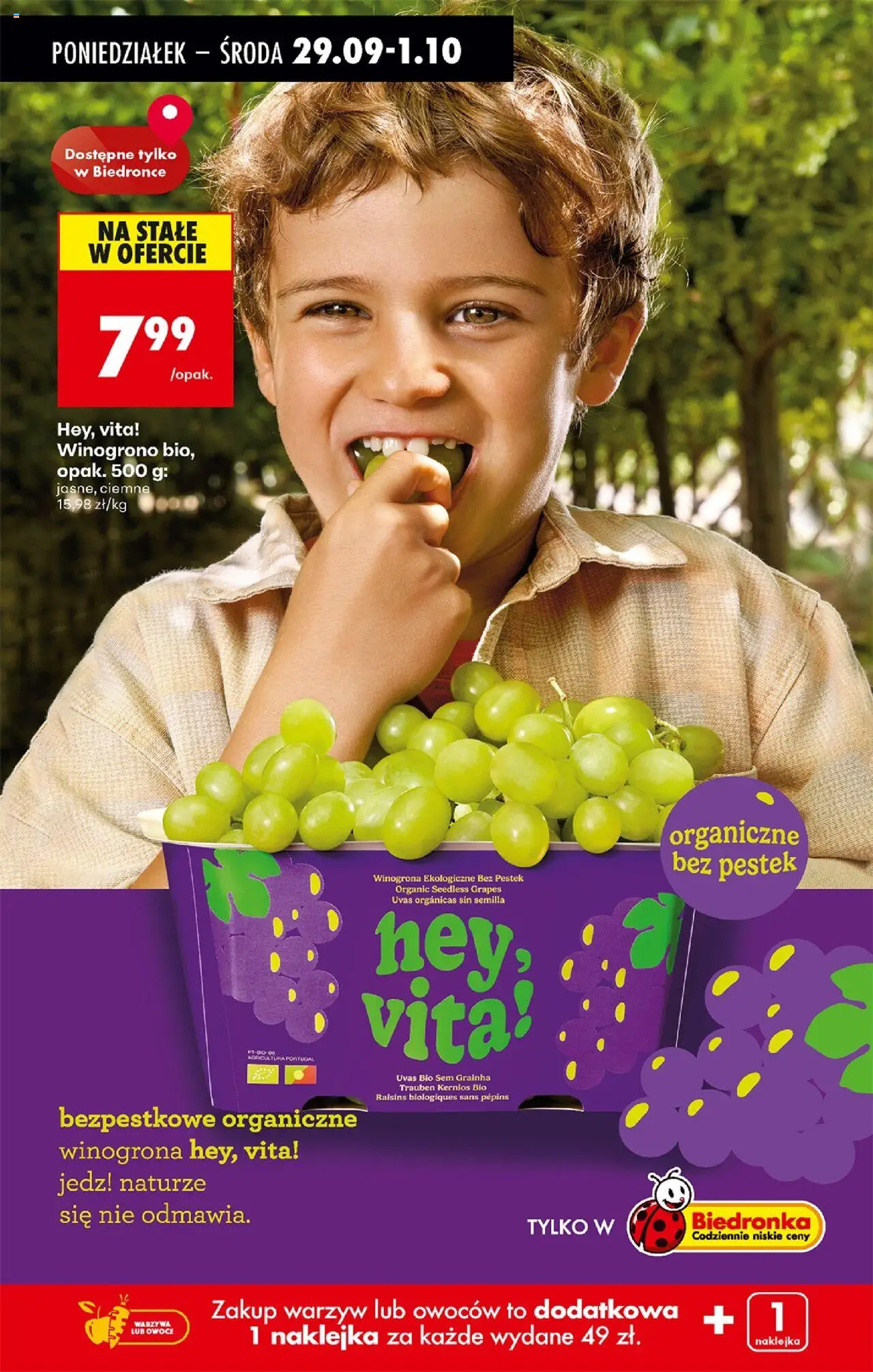 Biedronka gazetka od 29.09.2025 | Strona: 20 | Produkty: Winogrona, Winogrono, Warzywa, Owoce