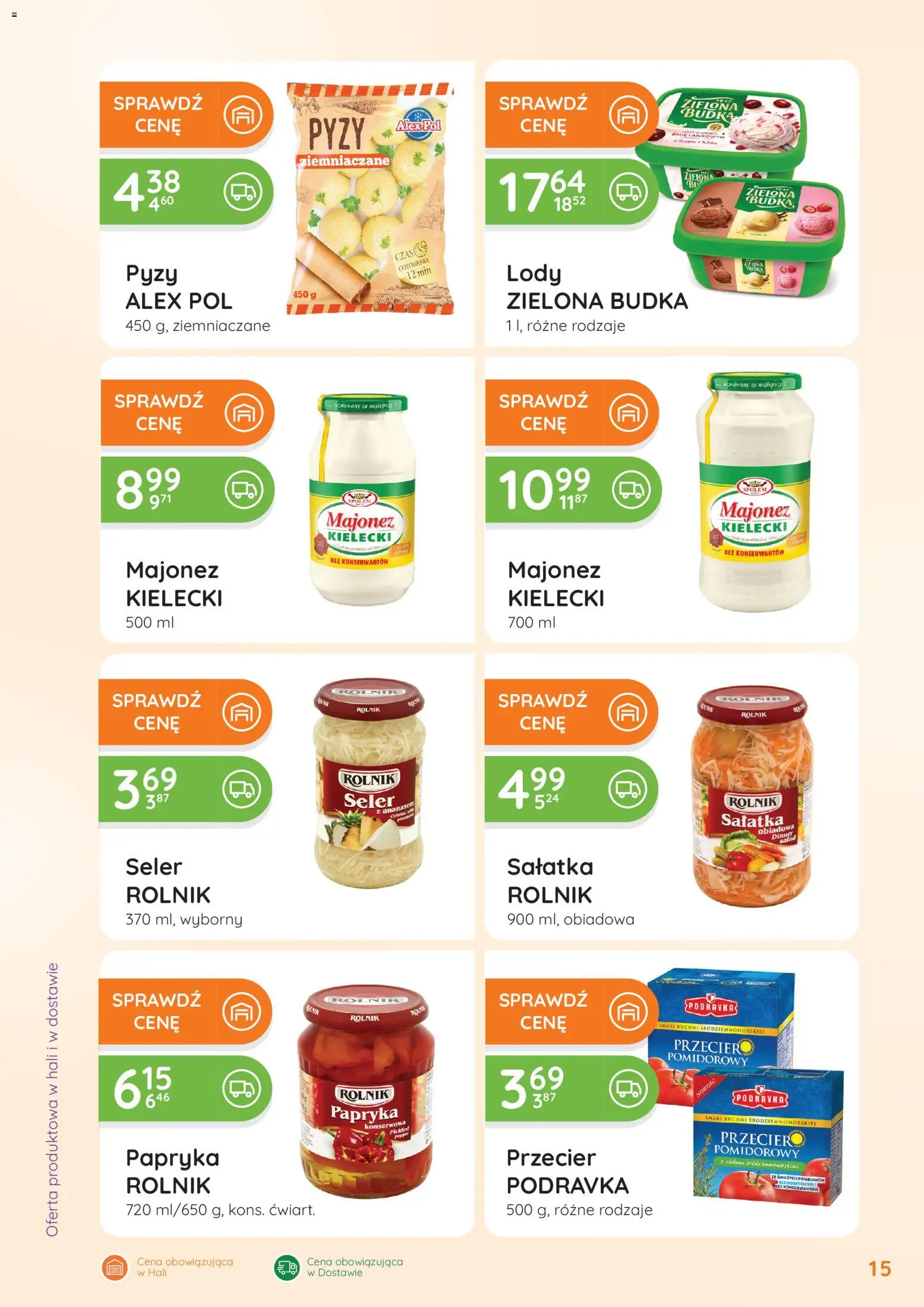 Eurocash Gazetka - Oferta Handlowa od 09.02.2026 | Strona: 15 | Produkty: Przecier pomidorowy, Lody, Sałatka, Majonez